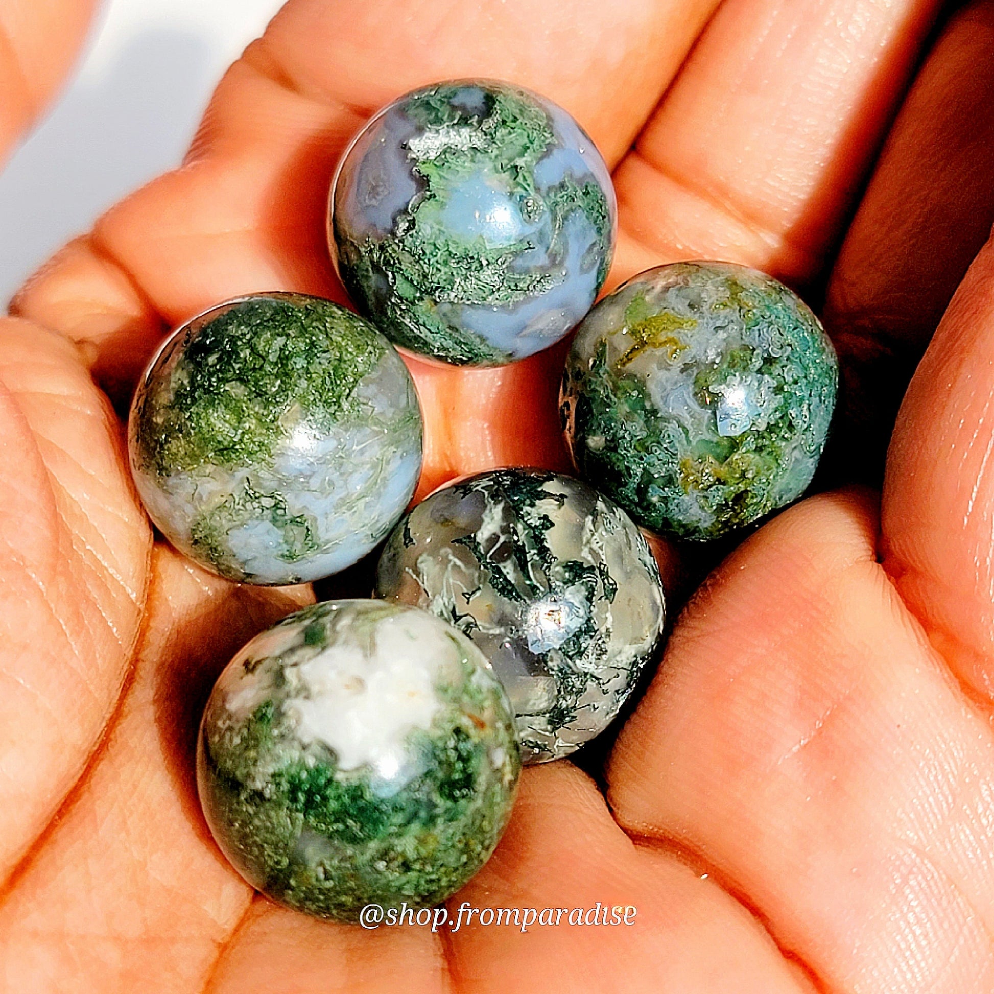 Mini Moss Agate Sphere Tumbled Moss Agate Orb Pocket Sized Moss Agate Gemstone Globe Moss Agate Mini Crystal Carving Moss Agate Sphere