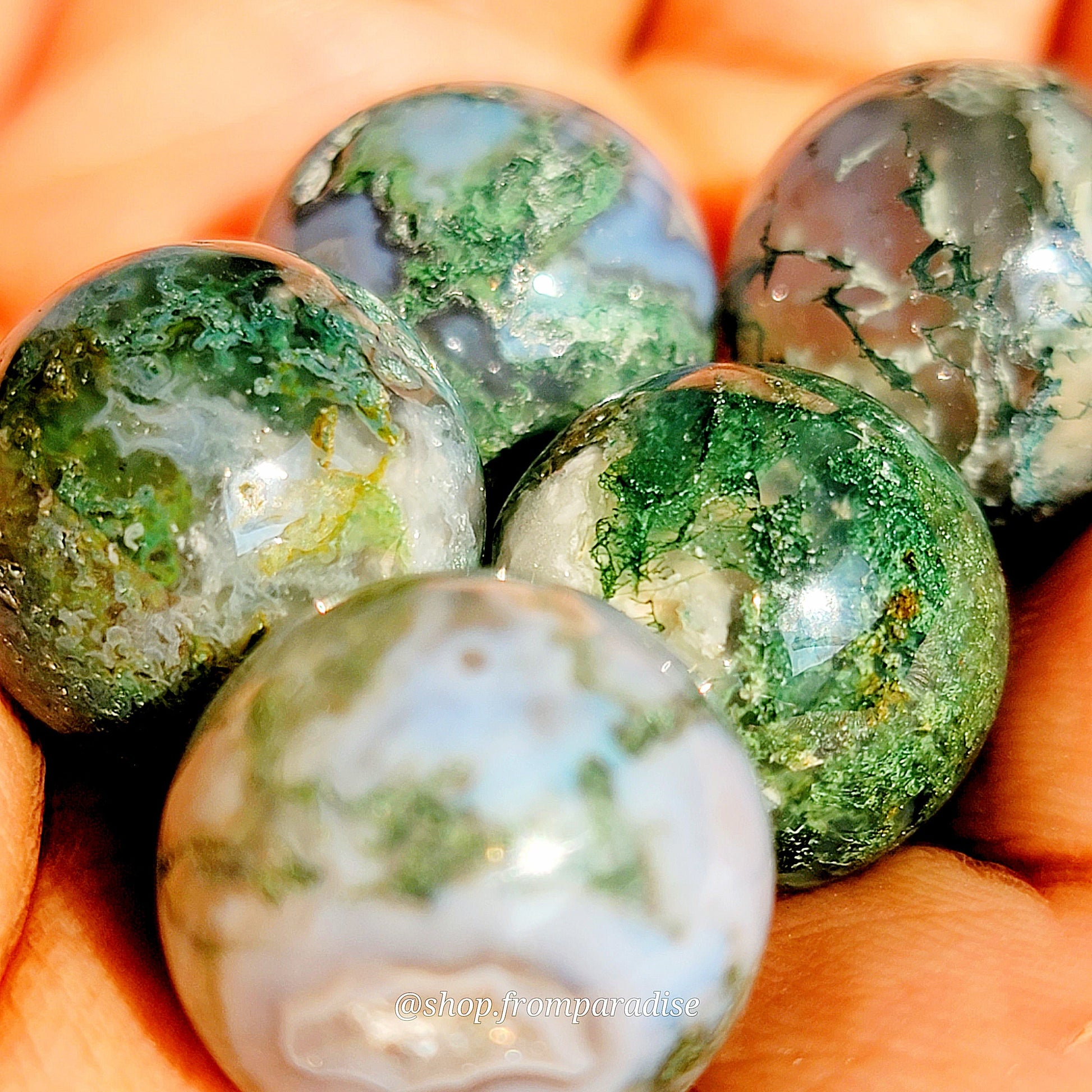 Mini Moss Agate Sphere Tumbled Moss Agate Orb Pocket Sized Moss Agate Gemstone Globe Moss Agate Mini Crystal Carving Moss Agate Sphere