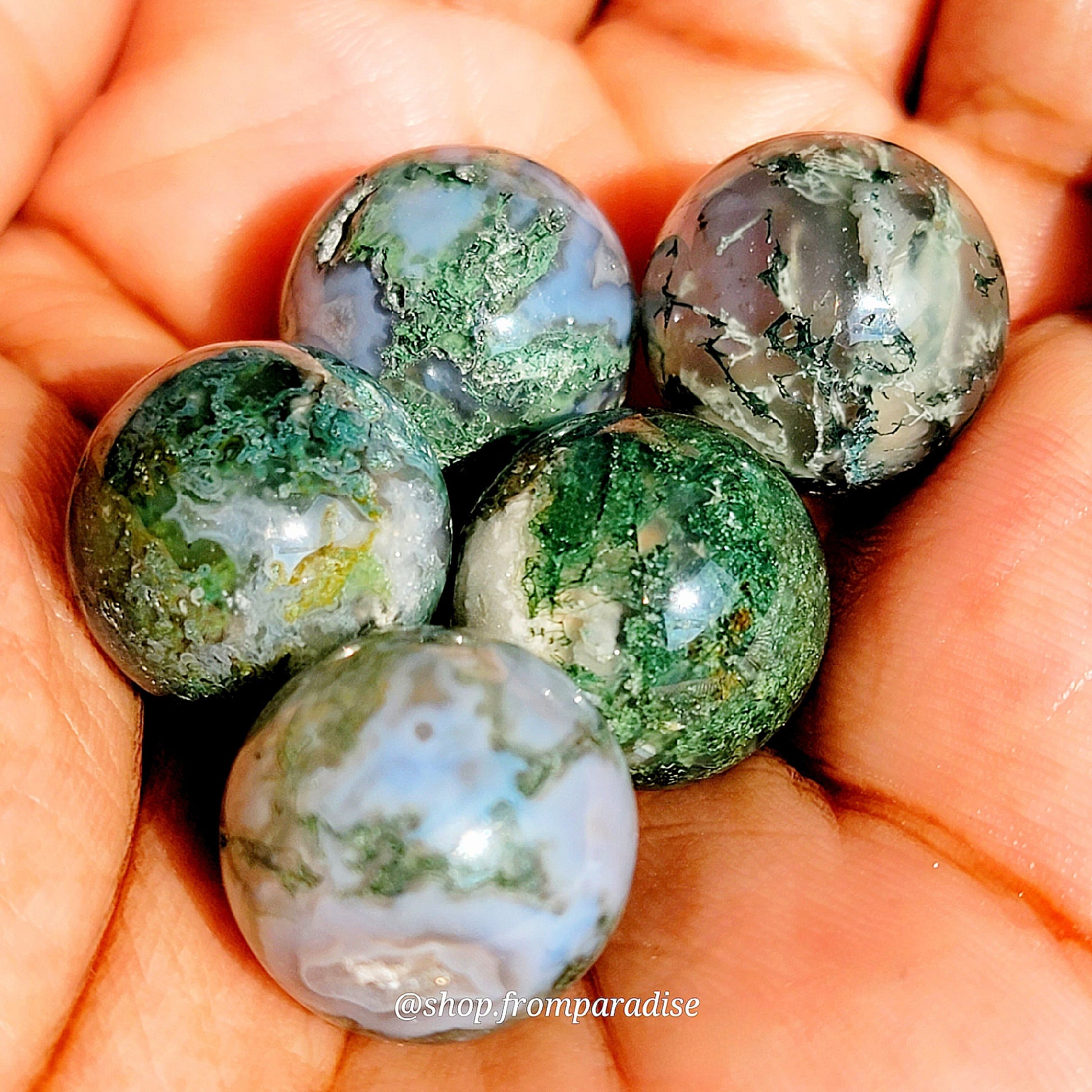 Mini Moss Agate Sphere Tumbled Moss Agate Orb Pocket Sized Moss Agate Gemstone Globe Moss Agate Mini Crystal Carving Moss Agate Sphere