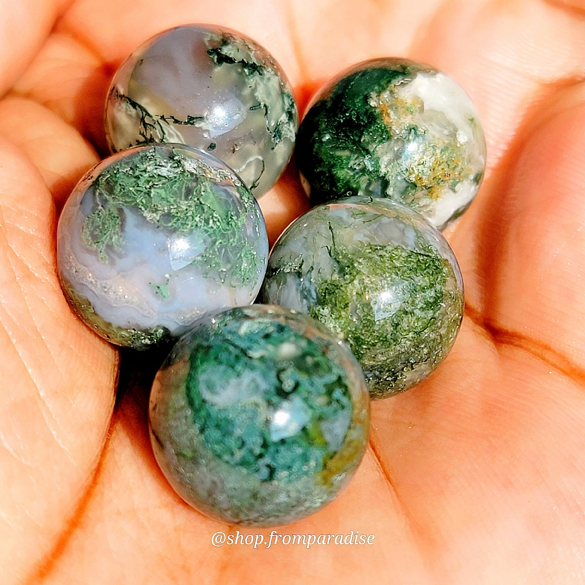 Mini Moss Agate Sphere Tumbled Moss Agate Orb Pocket Sized Moss Agate Gemstone Globe Moss Agate Mini Crystal Carving Moss Agate Sphere