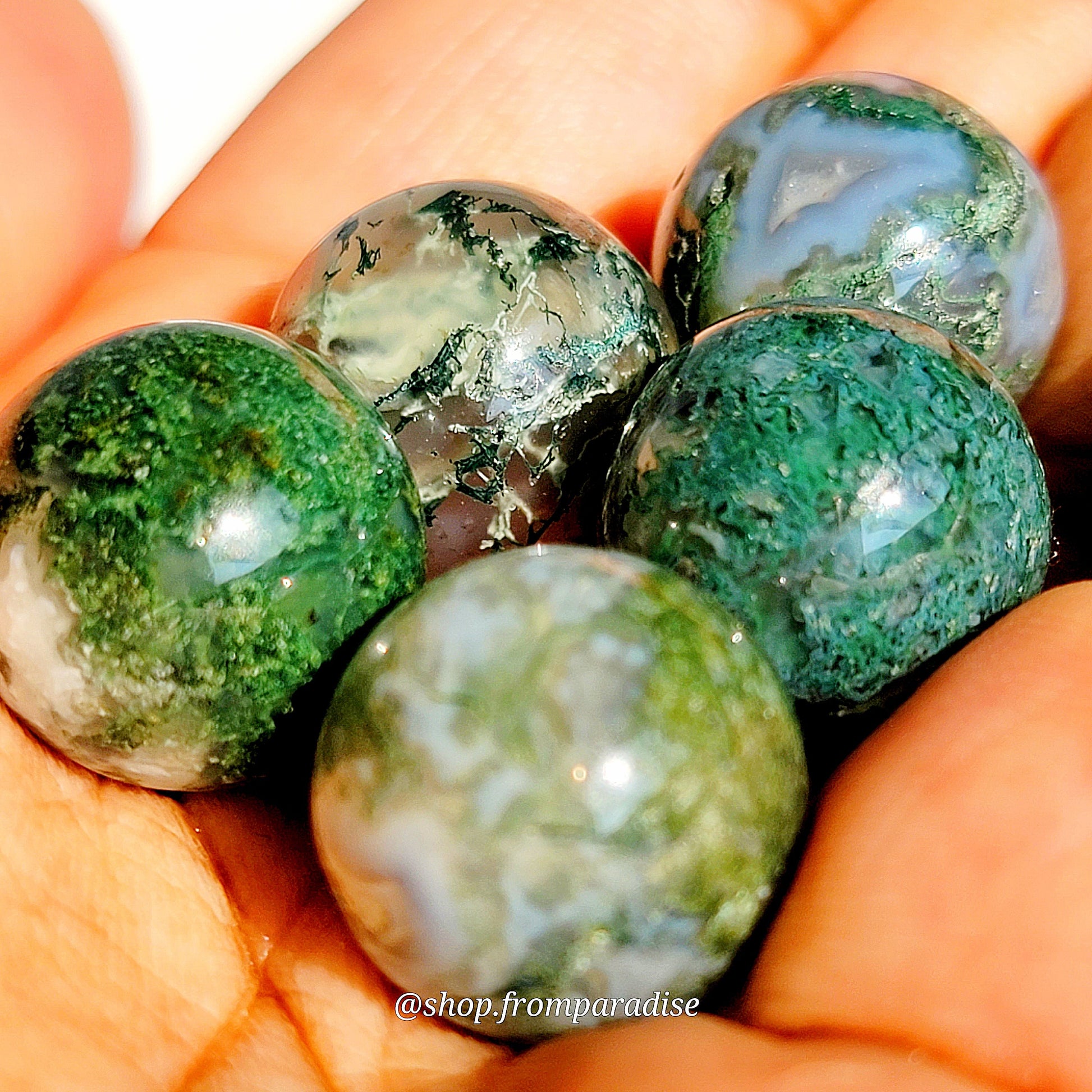 Mini Moss Agate Sphere Tumbled Moss Agate Orb Pocket Sized Moss Agate Gemstone Globe Moss Agate Mini Crystal Carving Moss Agate Sphere