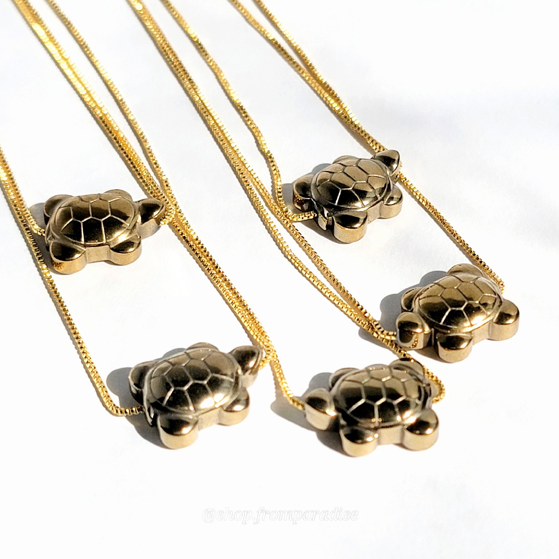 Dainty Pyrite Gold Turtle Necklace