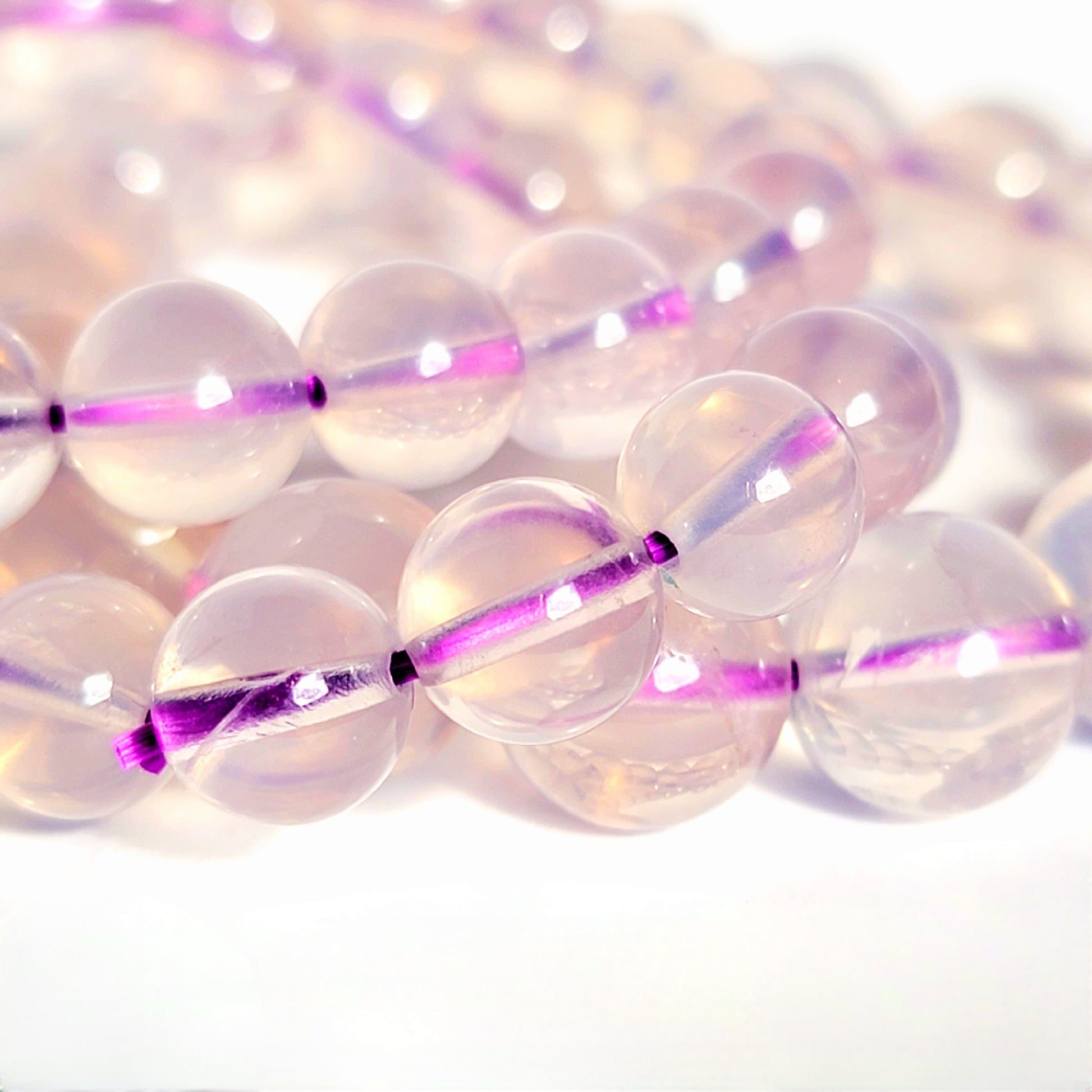 Natural Rare Lavender Moon Quartz Bracelet with Girasol