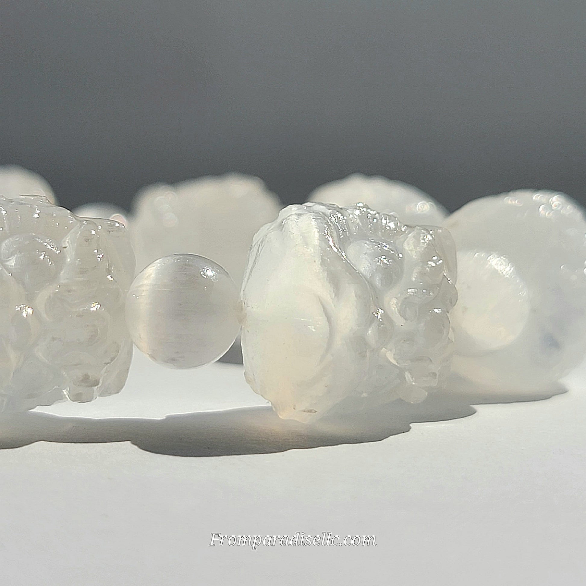 Chinese Tiger Bracelet Silver Selenite crystal bracelet for men