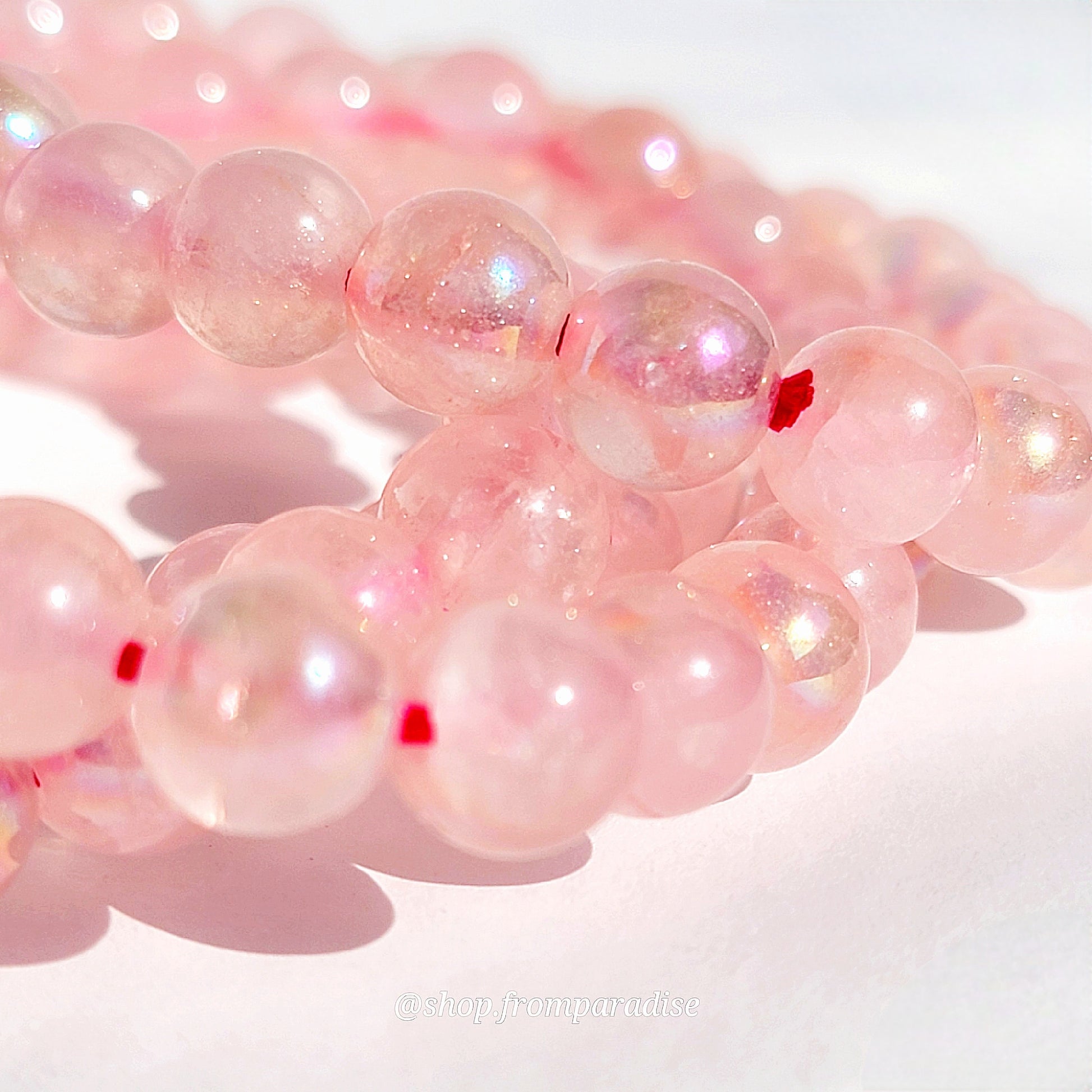 Aura Rose Quartz Crystal Stretch Gemstone Bracelet