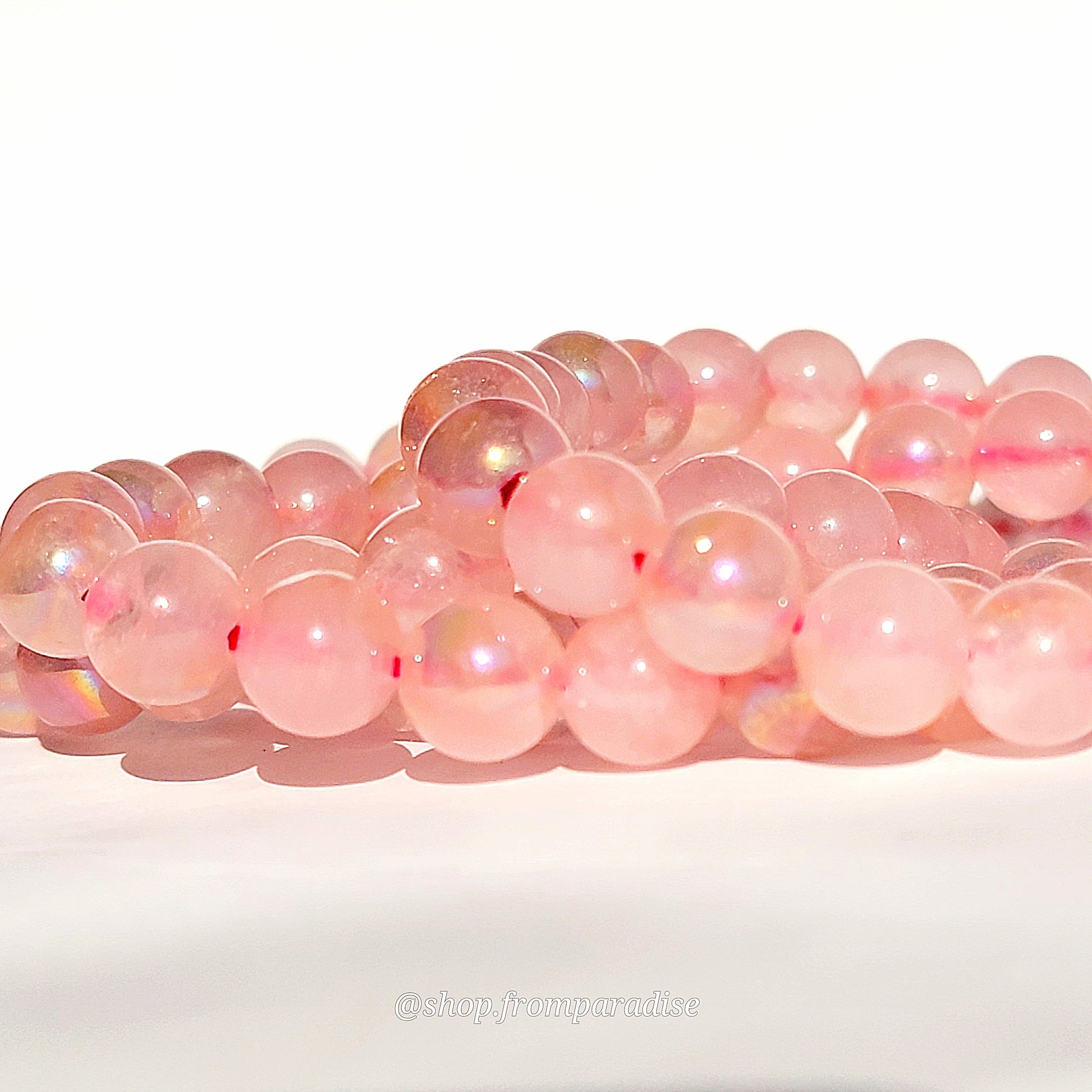 Aura Rose Quartz Crystal Stretch Gemstone Bracelet