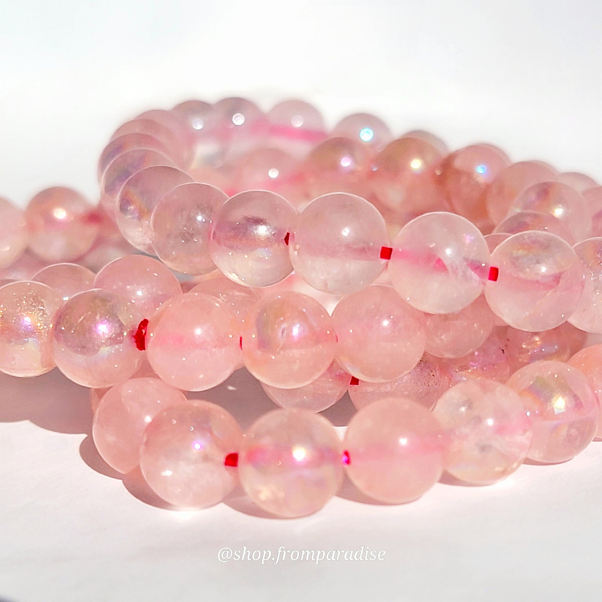Aura Rose Quartz Crystal Stretch Gemstone Bracelet