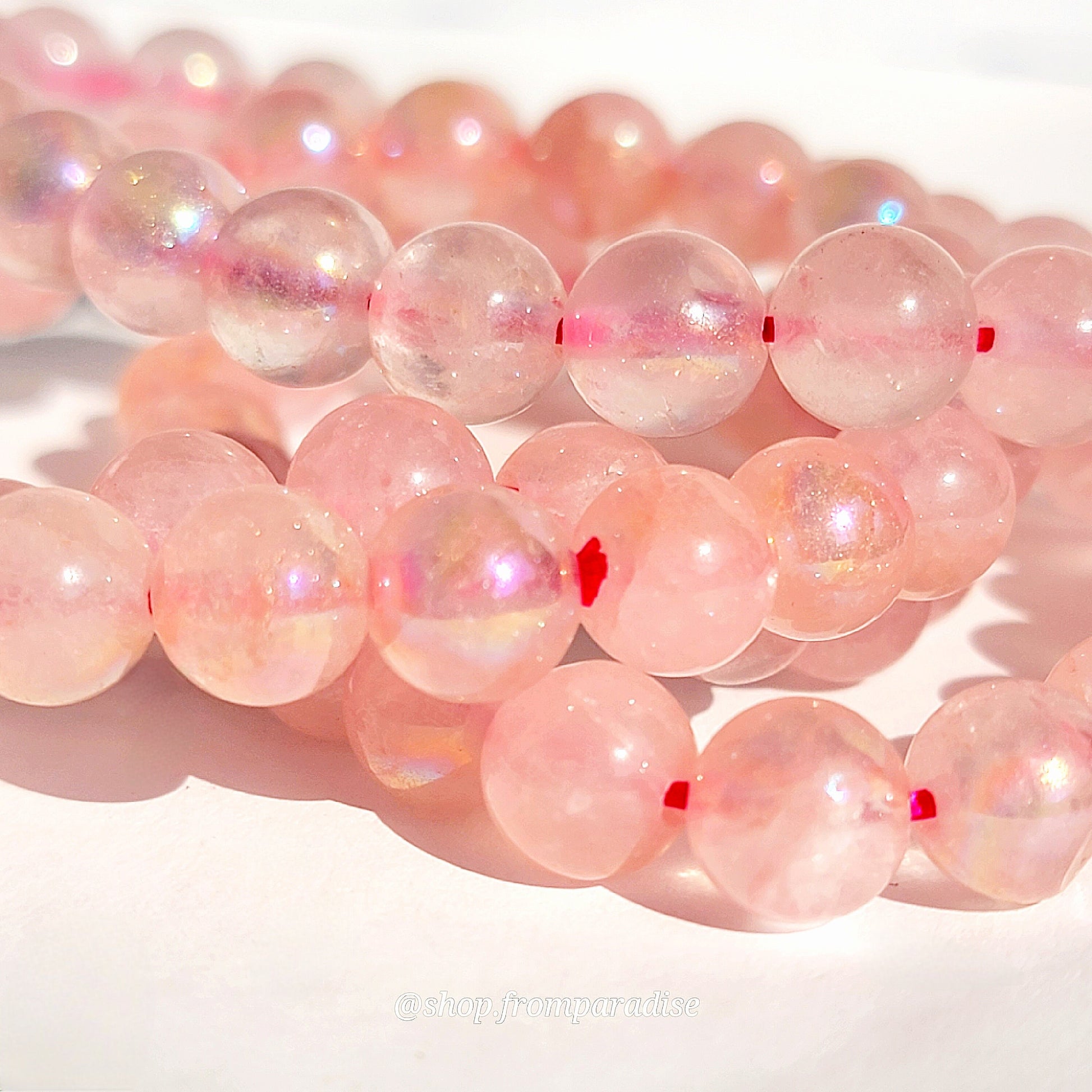 Aura Rose Quartz Crystal Stretch Gemstone Bracelet