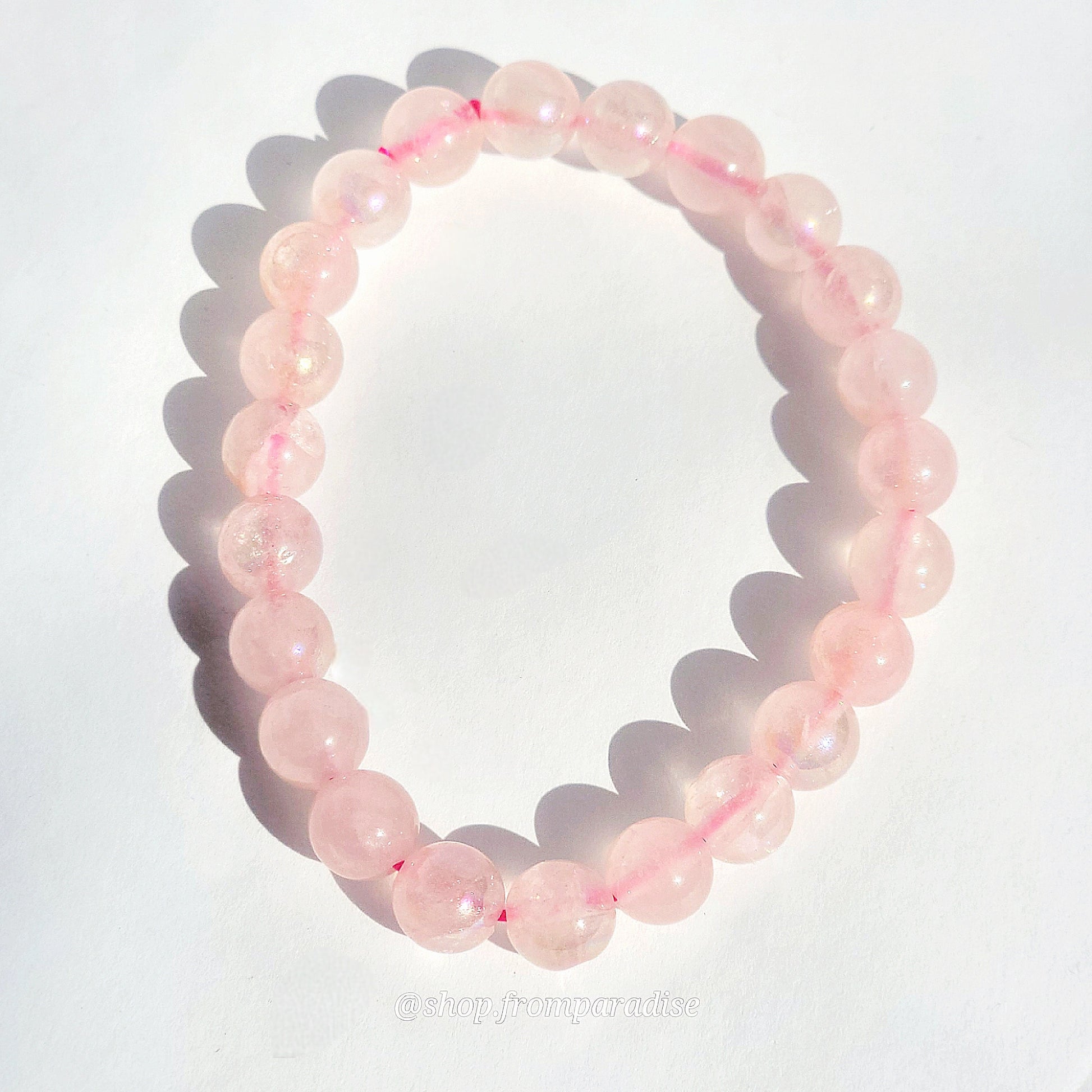 Aura Rose Quartz Crystal Stretch Gemstone Bracelet