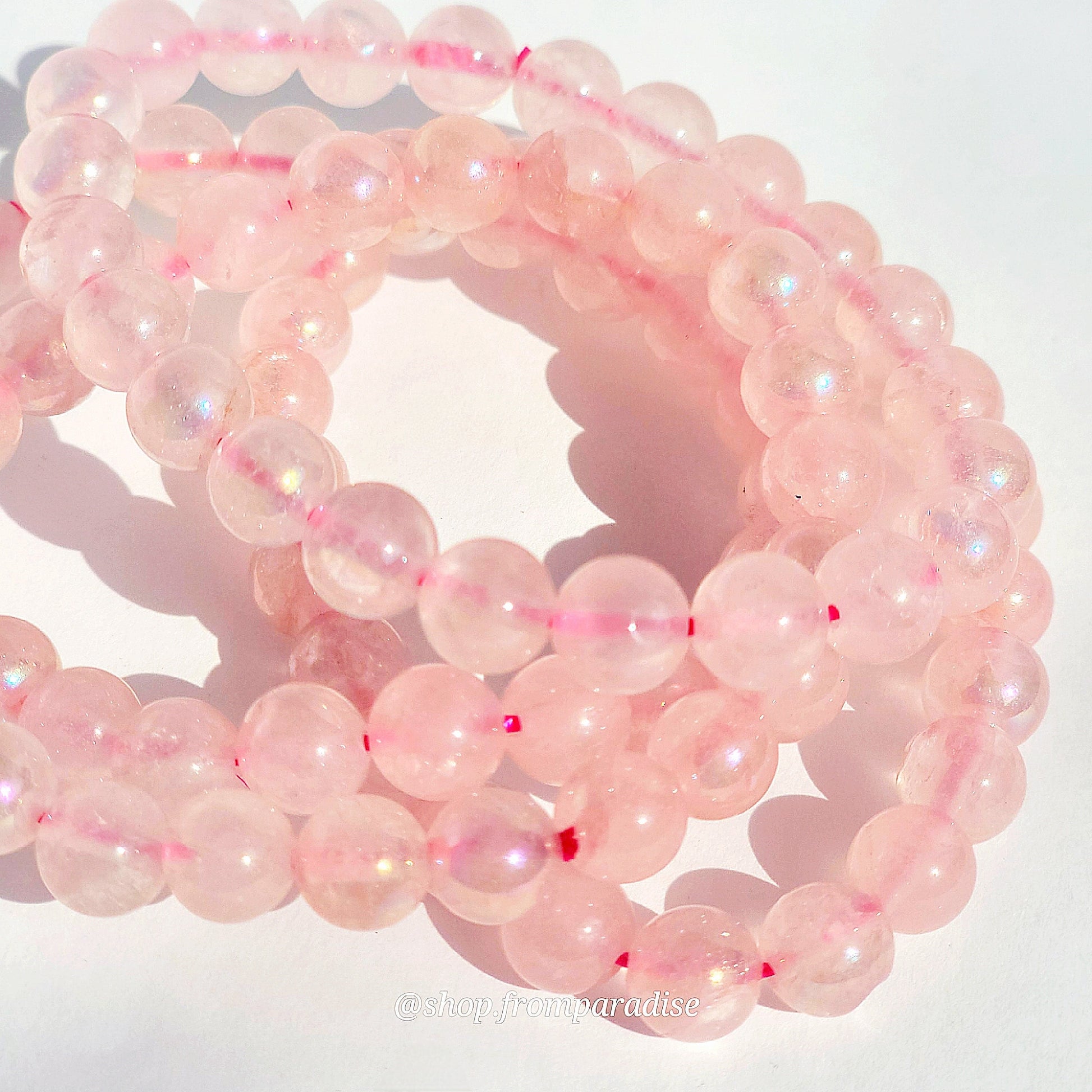 Aura Rose Quartz Crystal Stretch Gemstone Bracelet