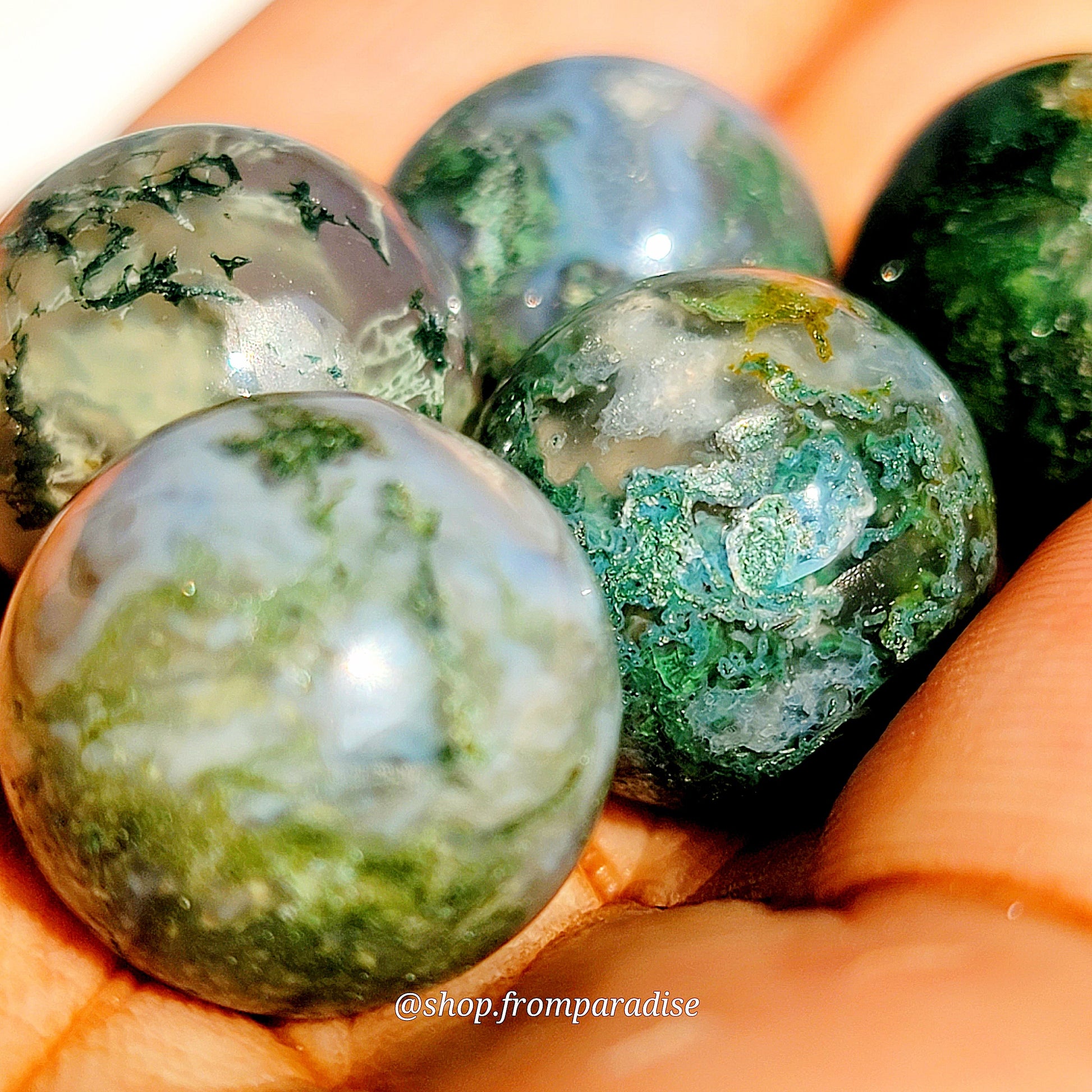 Mini Moss Agate Sphere Tumbled Moss Agate Orb Pocket Sized Moss Agate Gemstone Globe Moss Agate Mini Crystal Carving Moss Agate Sphere