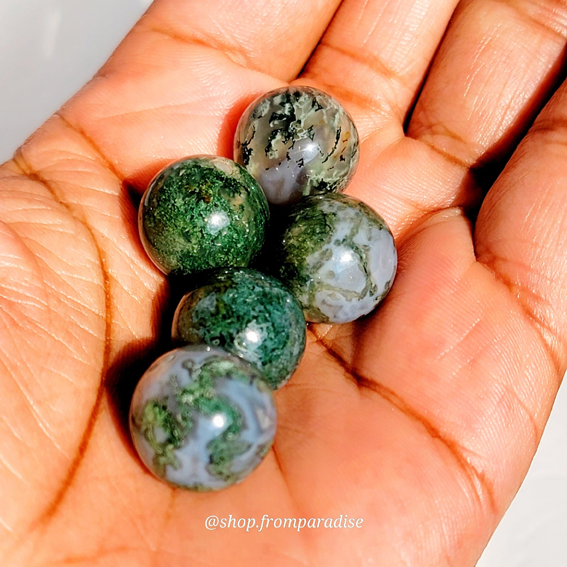 Mini Moss Agate Sphere Tumbled Moss Agate Orb Pocket Sized Moss Agate Gemstone Globe Moss Agate Mini Crystal Carving Moss Agate Sphere