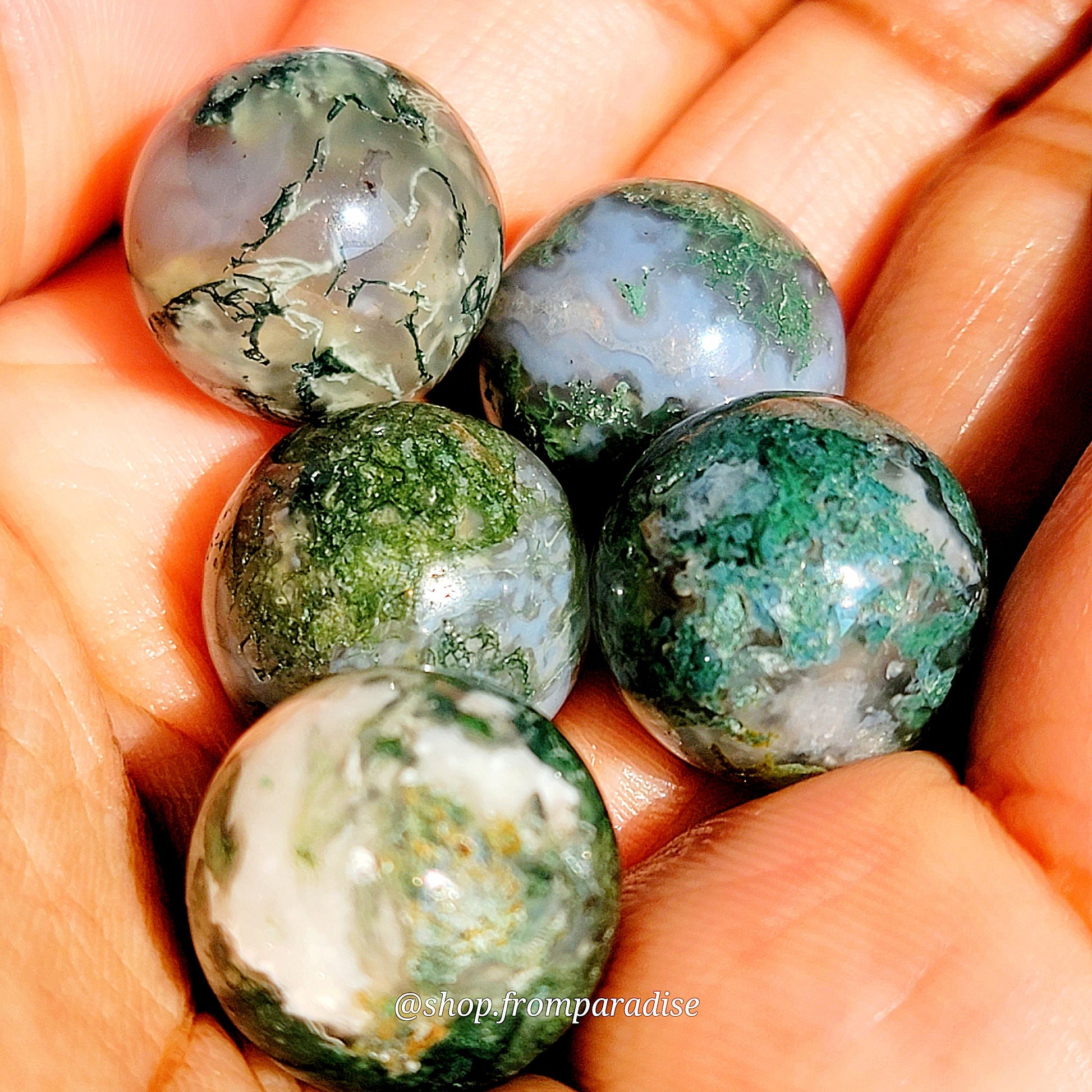 Mini Moss Agate Sphere Tumbled Moss Agate Orb Pocket Sized Moss Agate Gemstone Globe Moss Agate Mini Crystal Carving Moss Agate Sphere