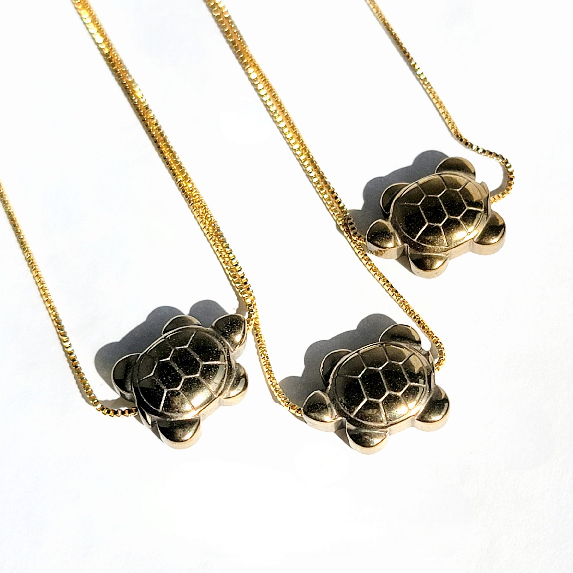 Dainty Pyrite Gold Turtle Necklace