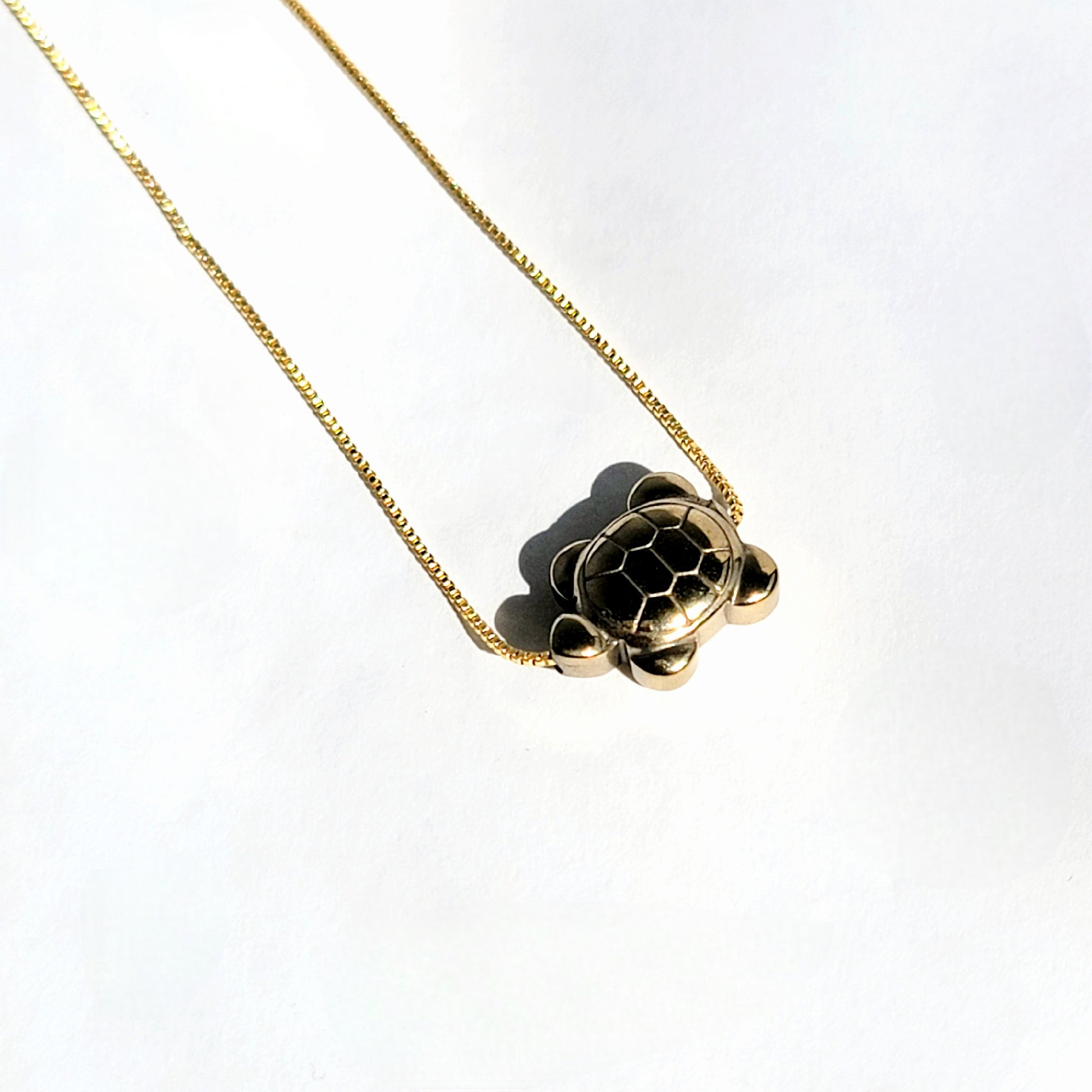 Dainty Pyrite Gold Turtle Necklace