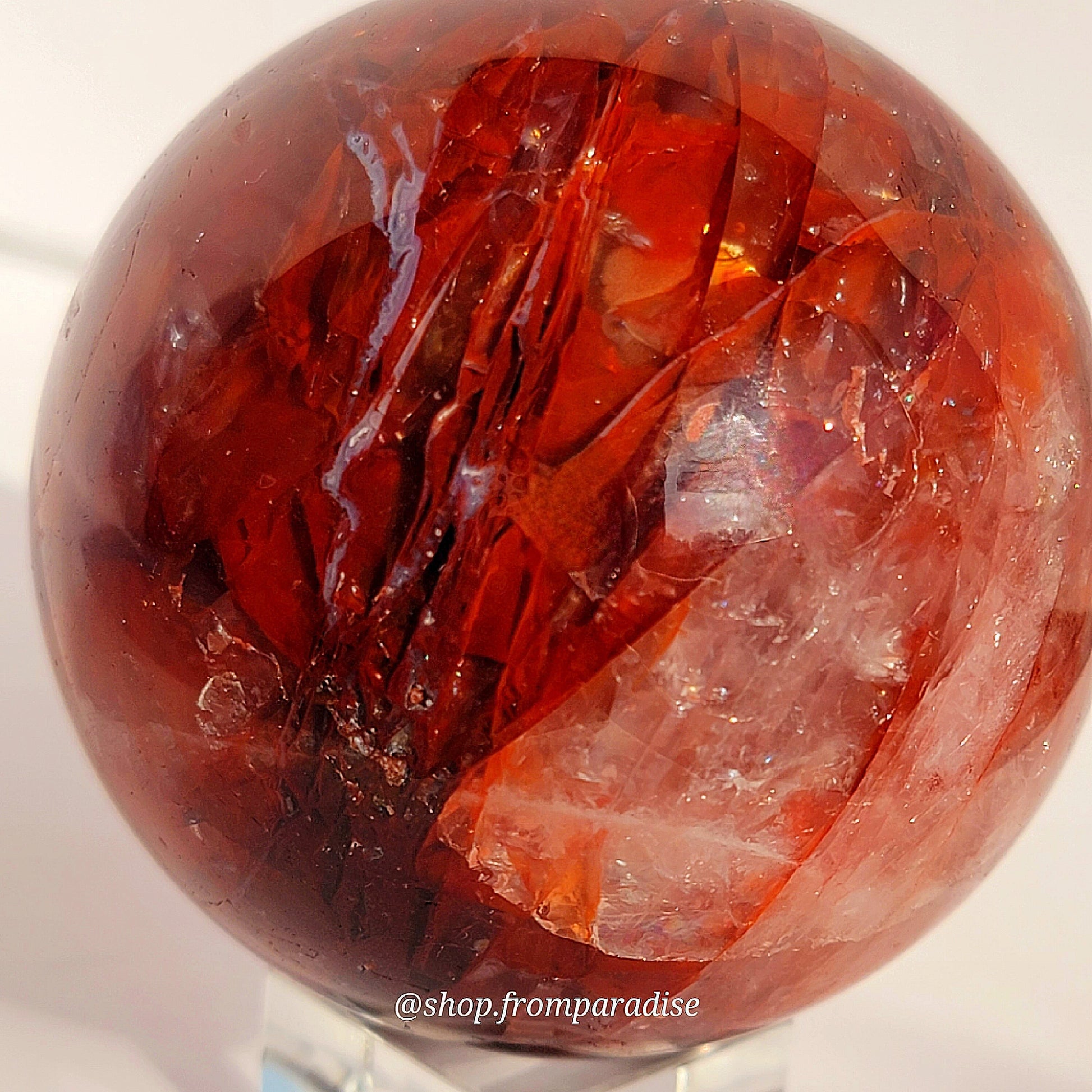 Fire Quartz Red Hematoid Crystal Ball