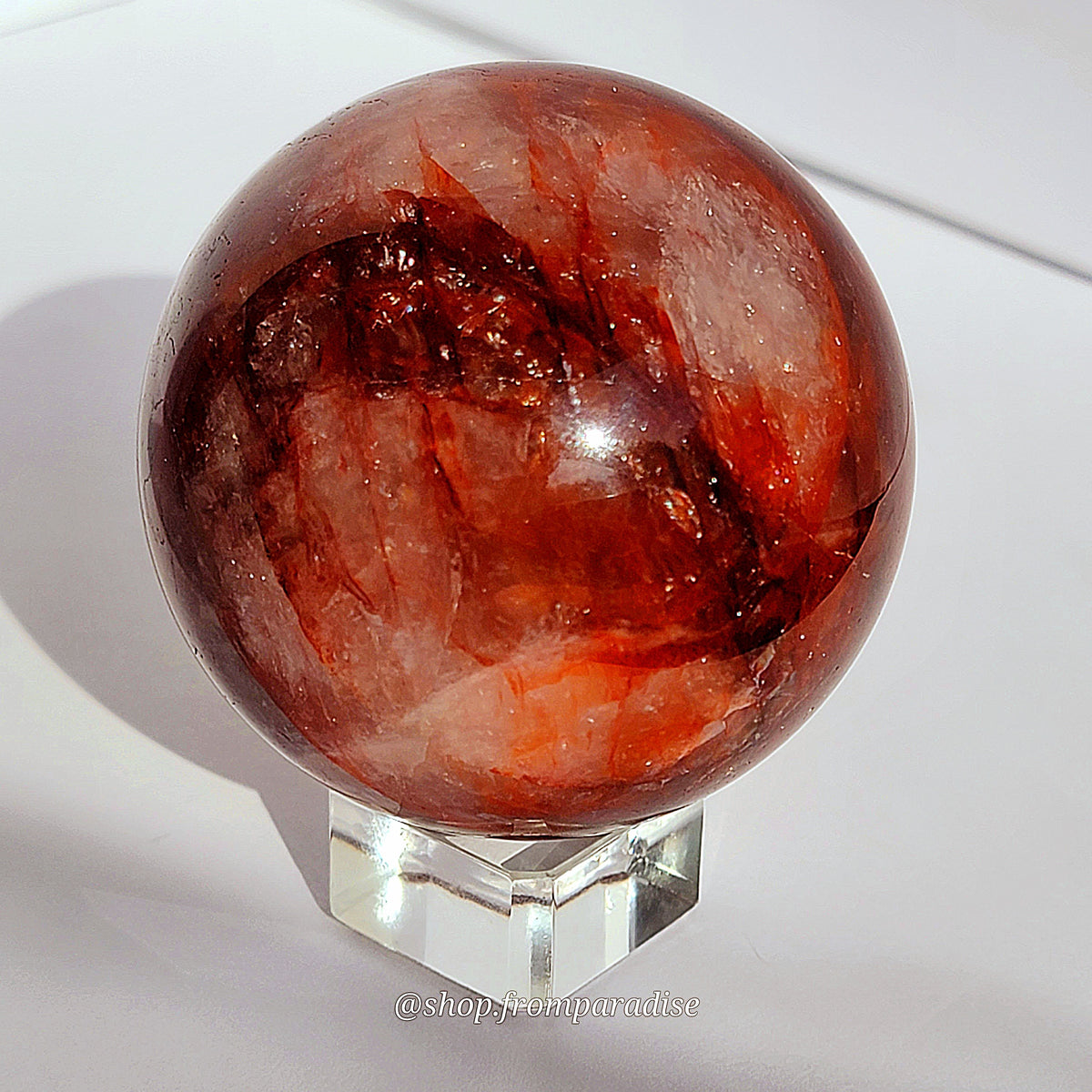 Fire Quartz Red Hematoid Crystal Ball