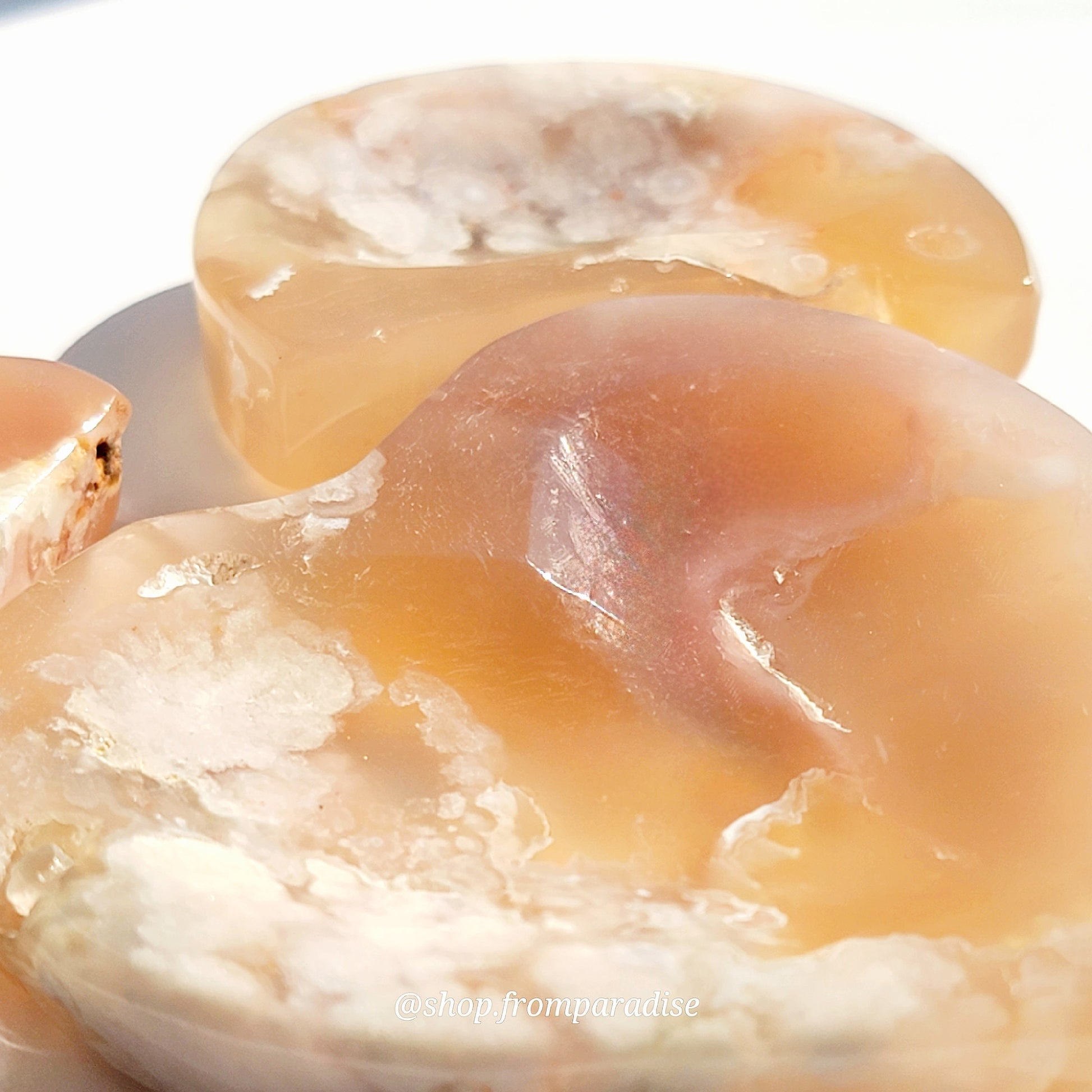 Flower Agate Heart and Moon Bowl Crystal Carving Set