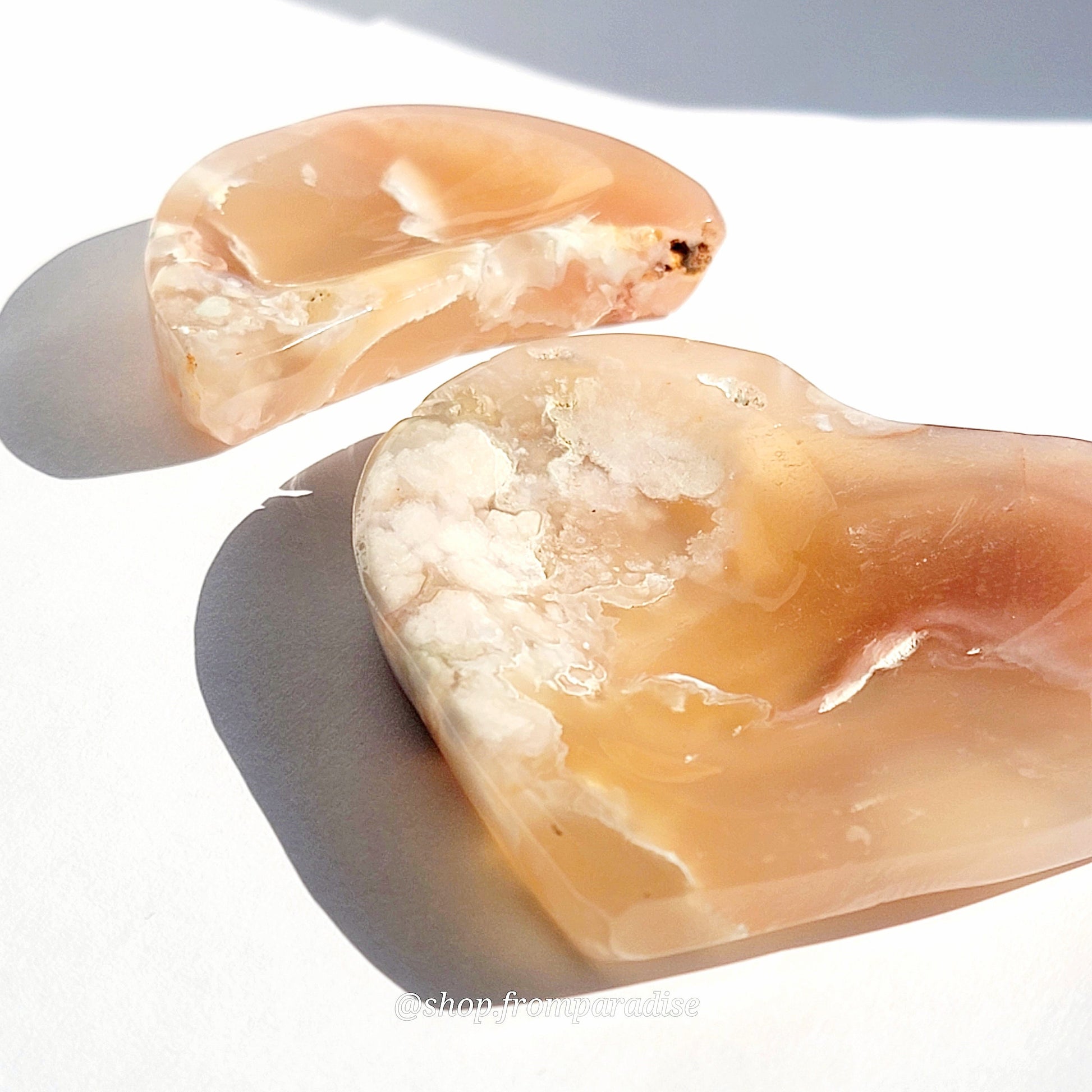 Flower Agate Heart and Moon Bowl Crystal Carving Set