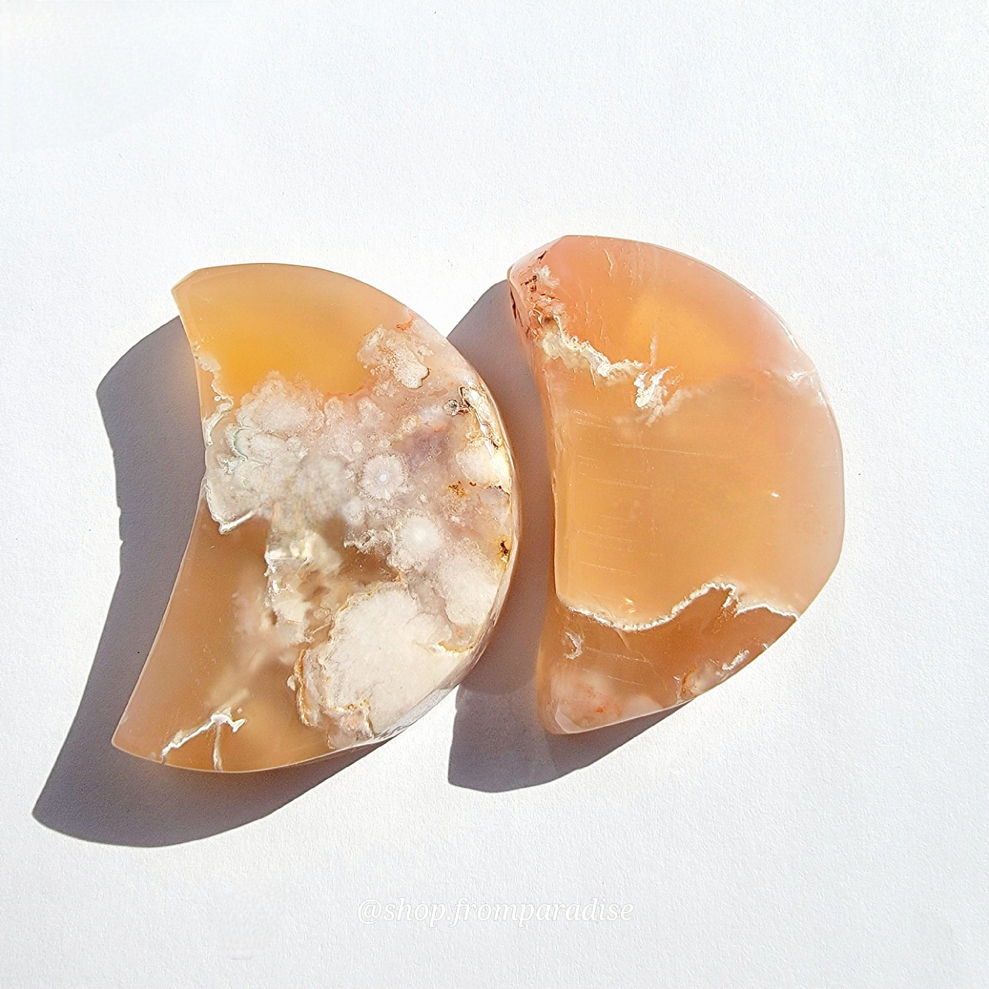 Flower Agate Heart and Moon Bowl Crystal Carving Set