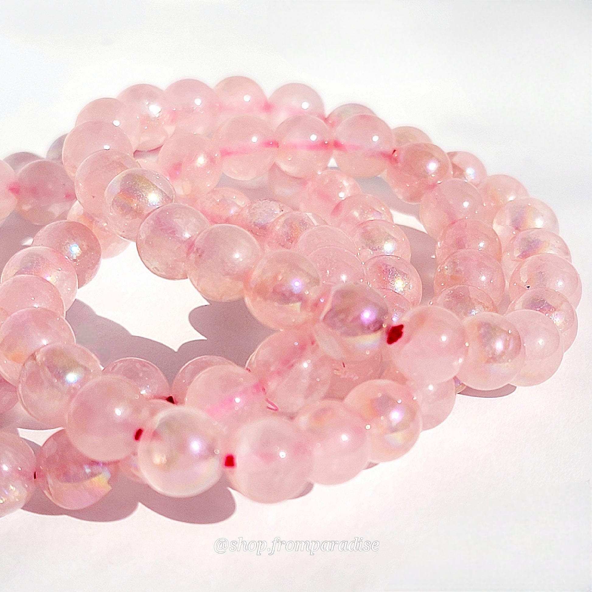 Aura Rose Quartz Crystal Stretch Gemstone Bracelet