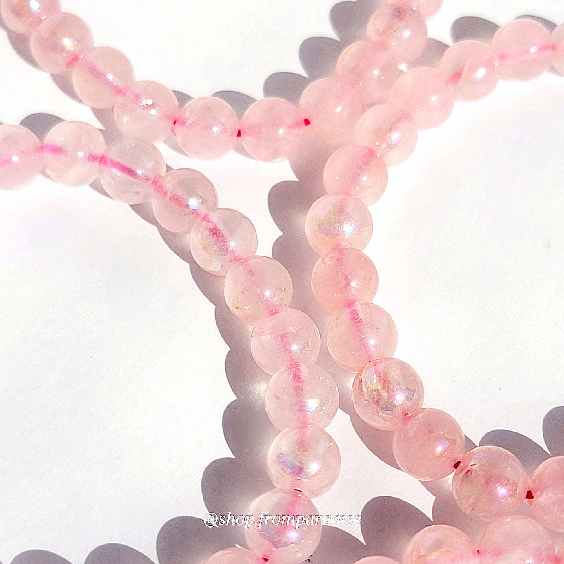 Aura Rose Quartz Crystal Stretch Gemstone Bracelet