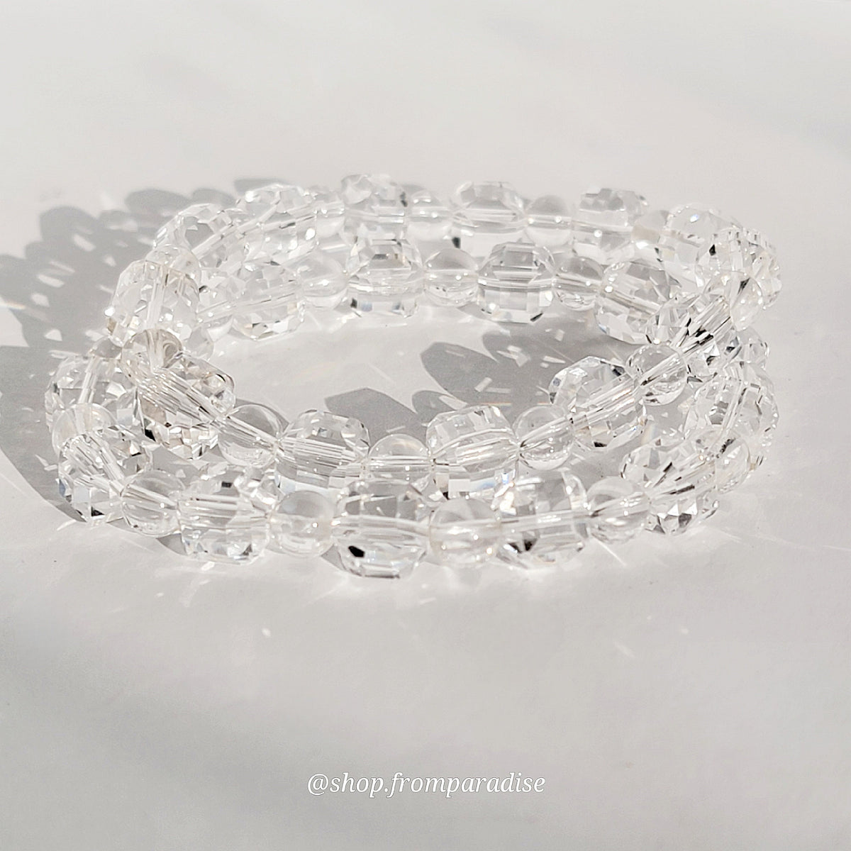 Clear Quartz Cube Crystal Stretch Bracelet