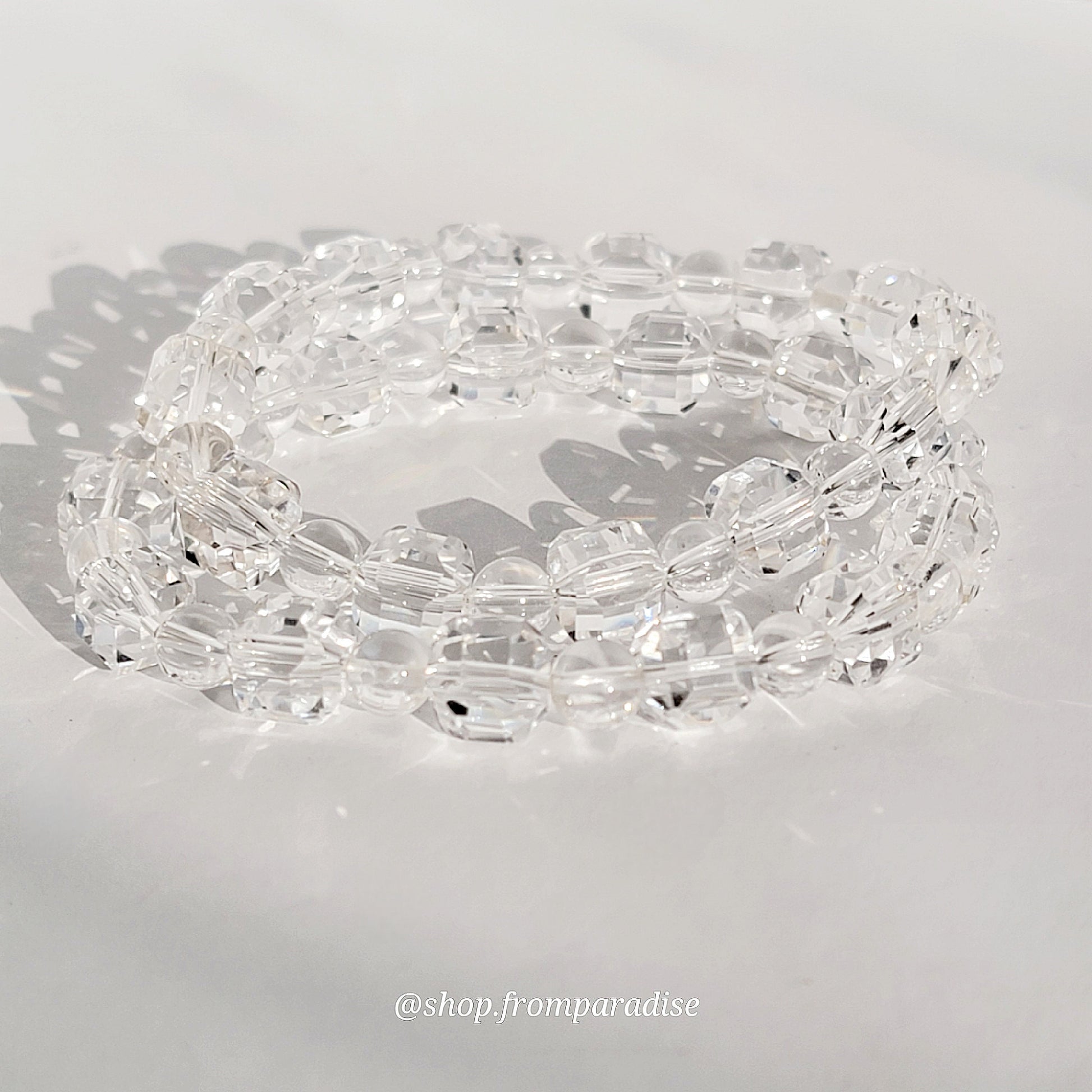 Clear Quartz Cube Crystal Stretch Bracelet