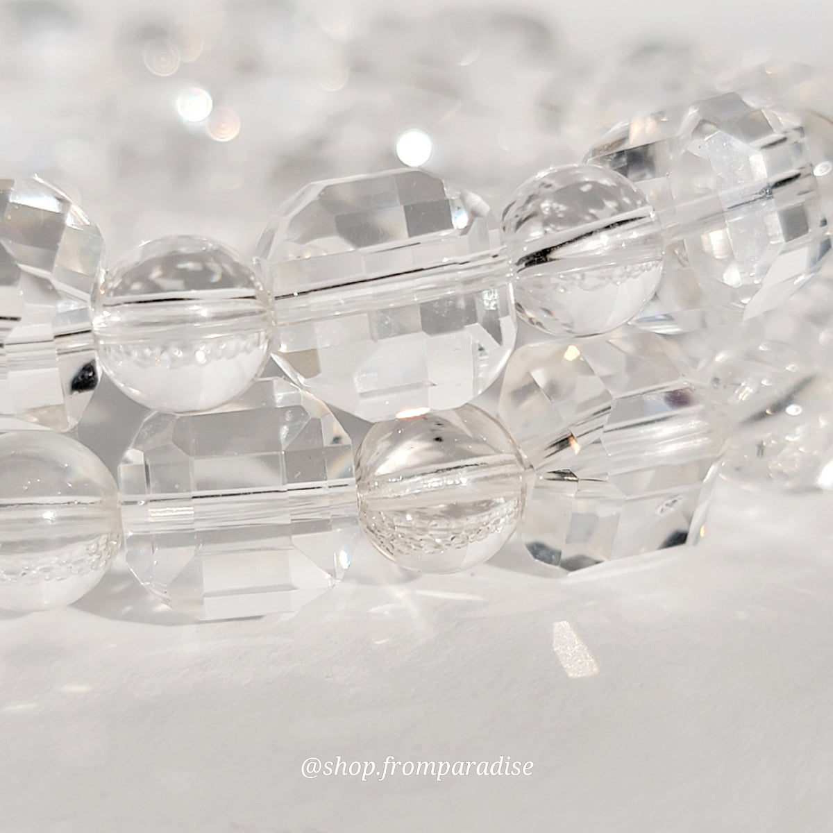 Clear Quartz Cube Crystal Stretch Bracelet