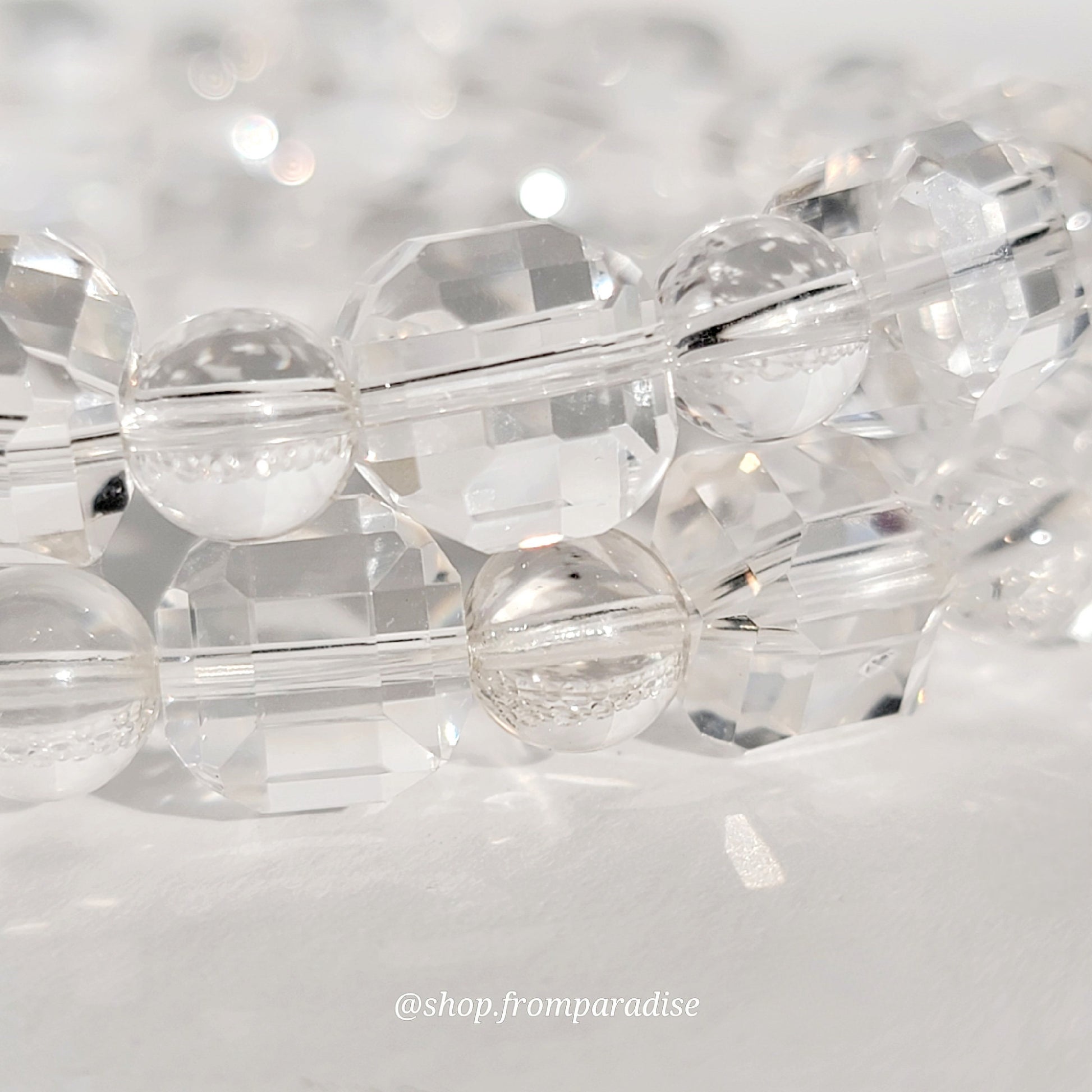Clear Quartz Cube Crystal Stretch Bracelet