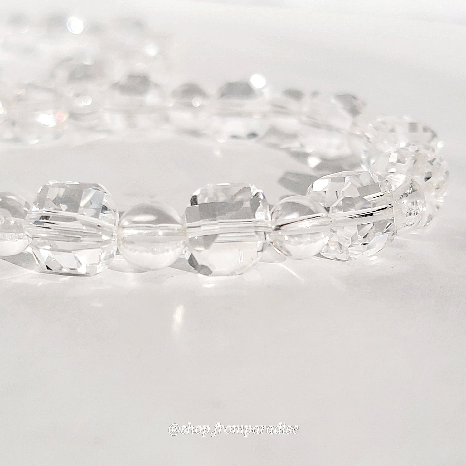 Clear Quartz Cube Crystal Stretch Bracelet
