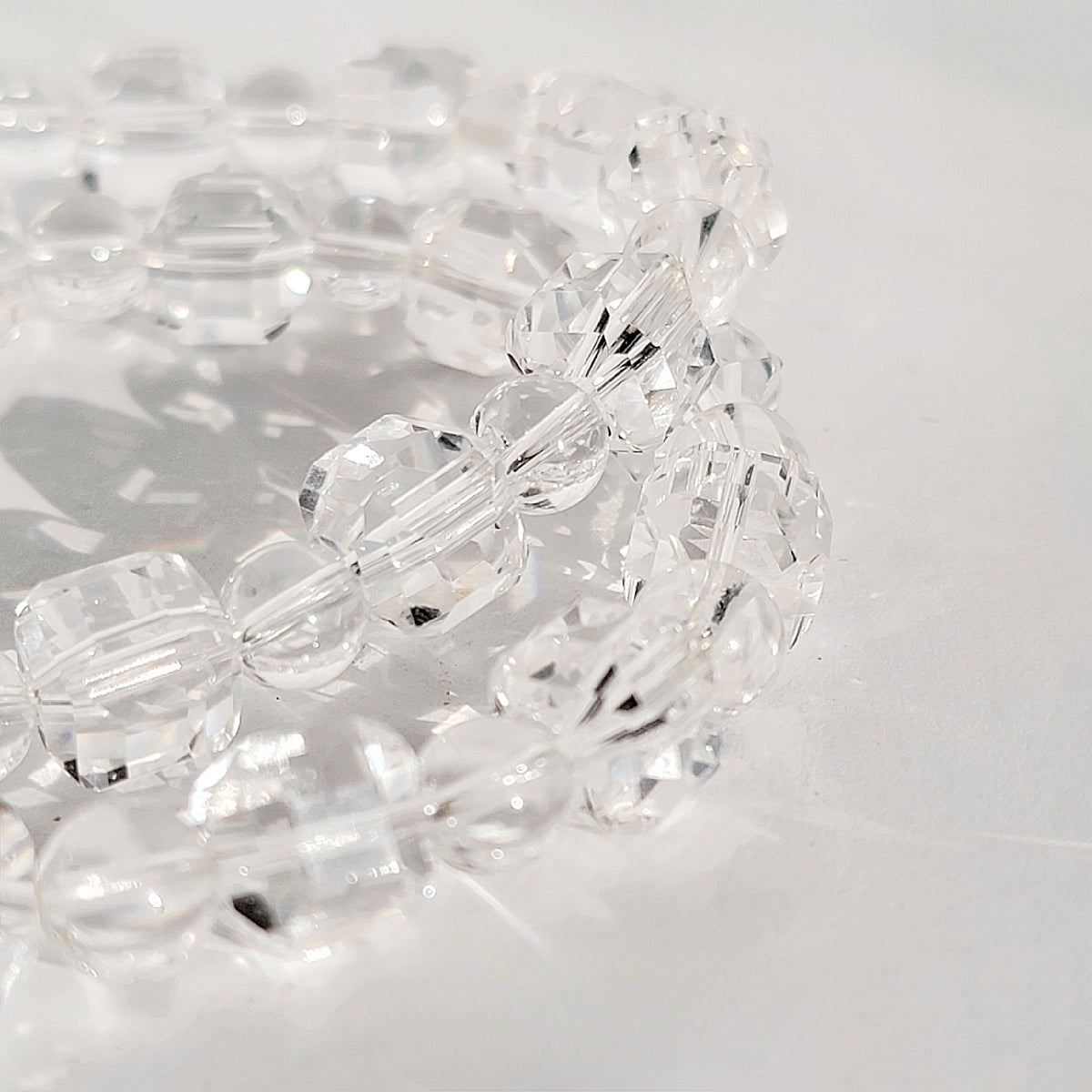 Clear Quartz Cube Crystal Stretch Bracelet