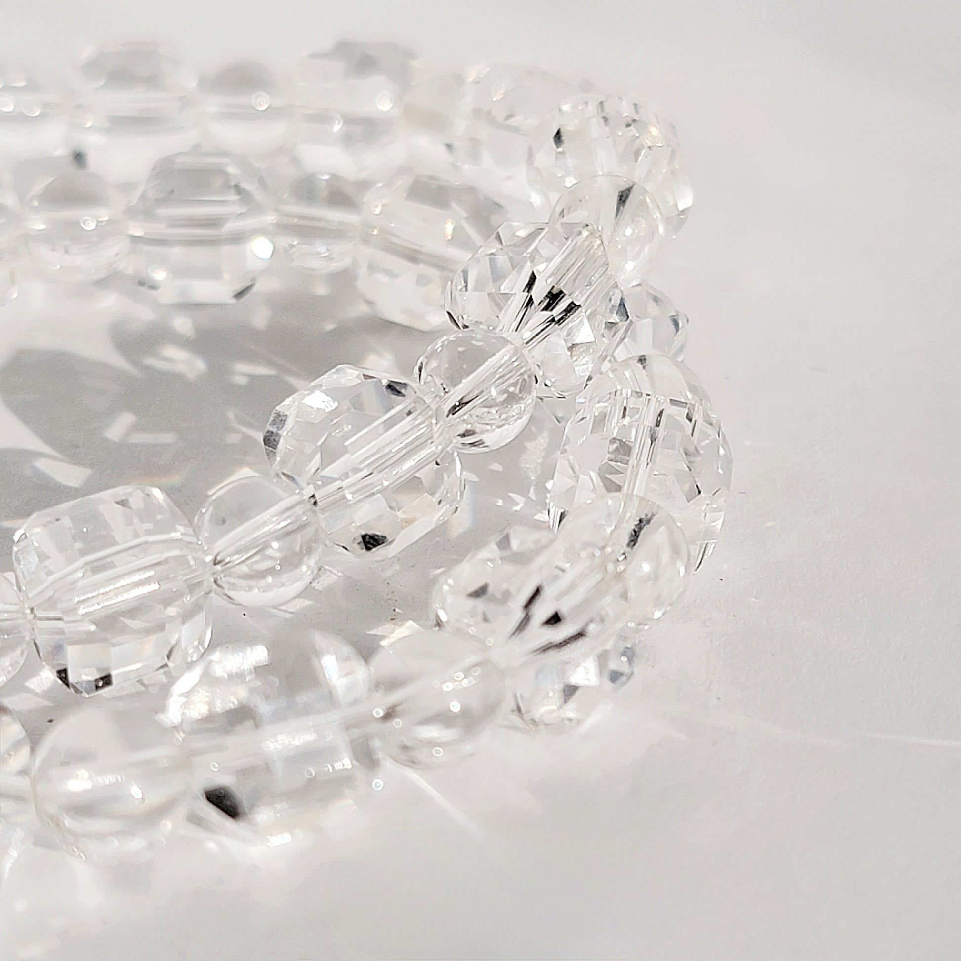Clear Quartz Cube Crystal Stretch Bracelet