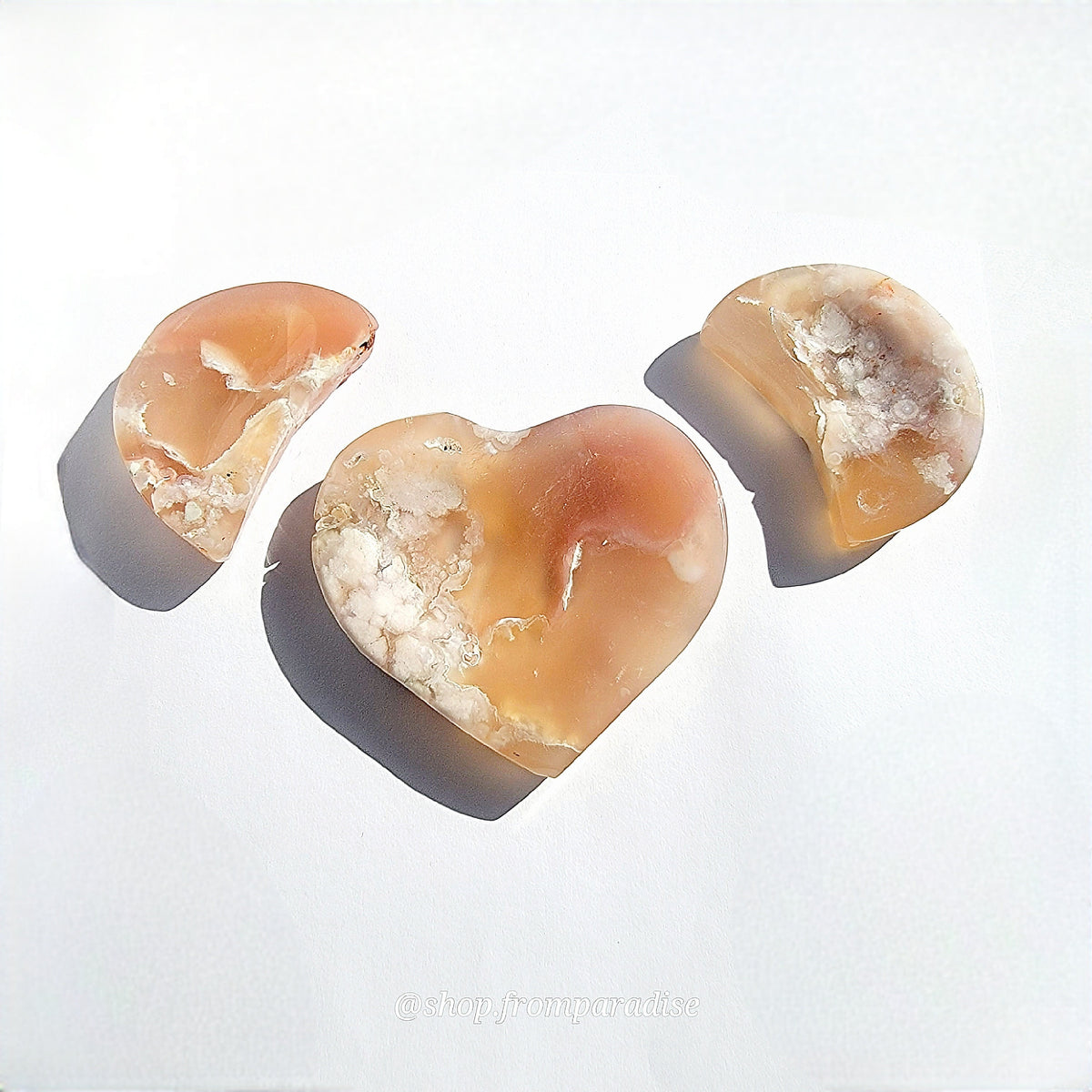 Flower Agate Heart and Moon Bowl Crystal Carving Set