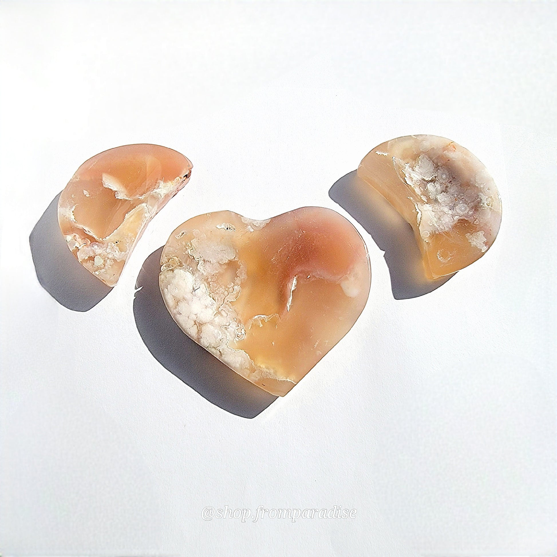 Flower Agate Heart and Moon Bowl Crystal Carving Set