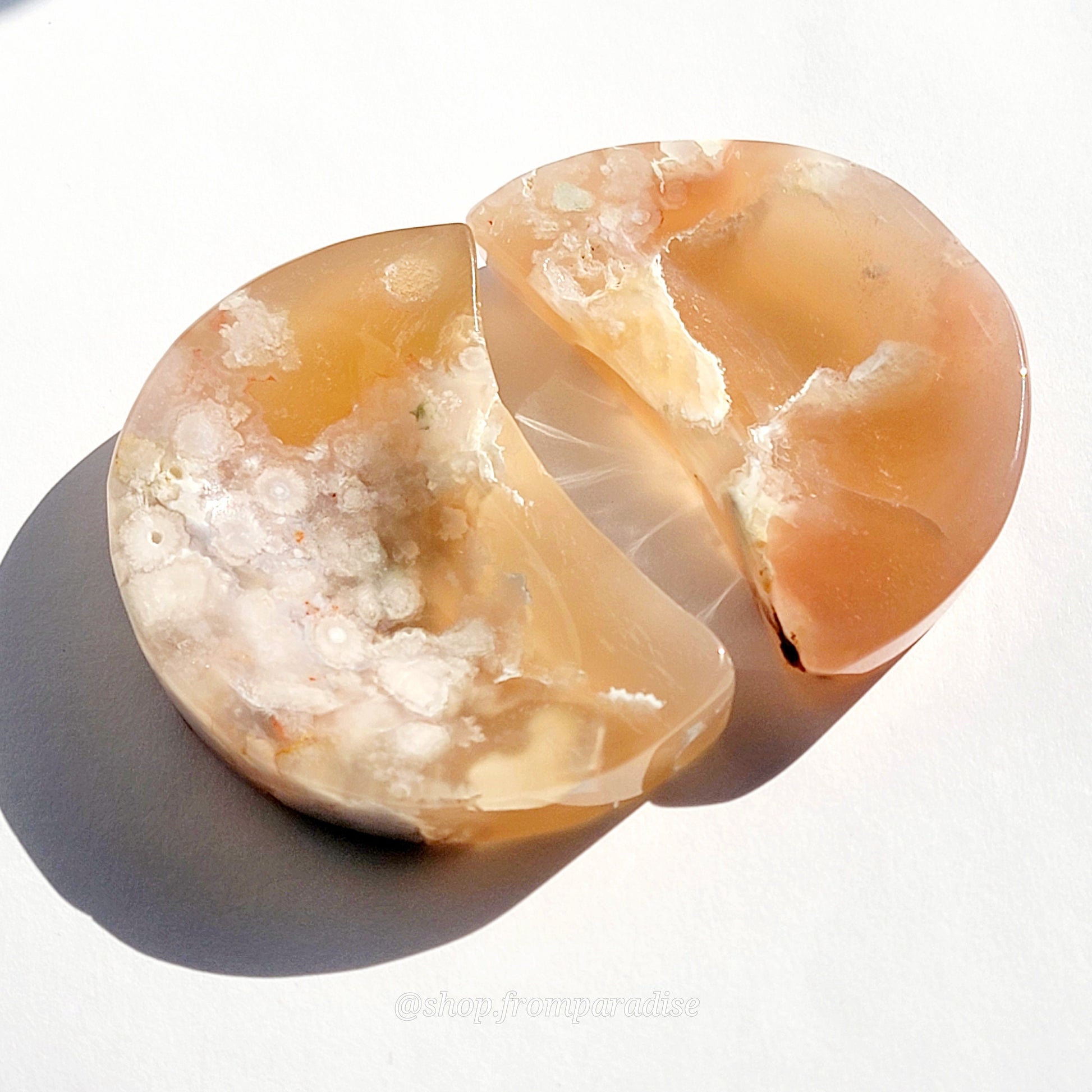 Flower Agate Heart and Moon Bowl Crystal Carving Set