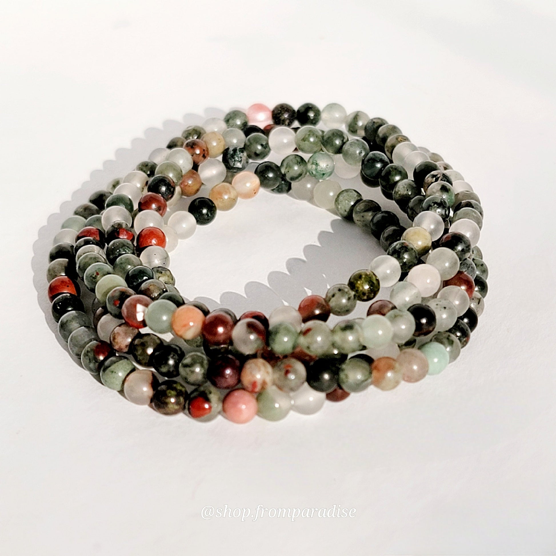 African Bloodstone Crystal Stretch Bracelet