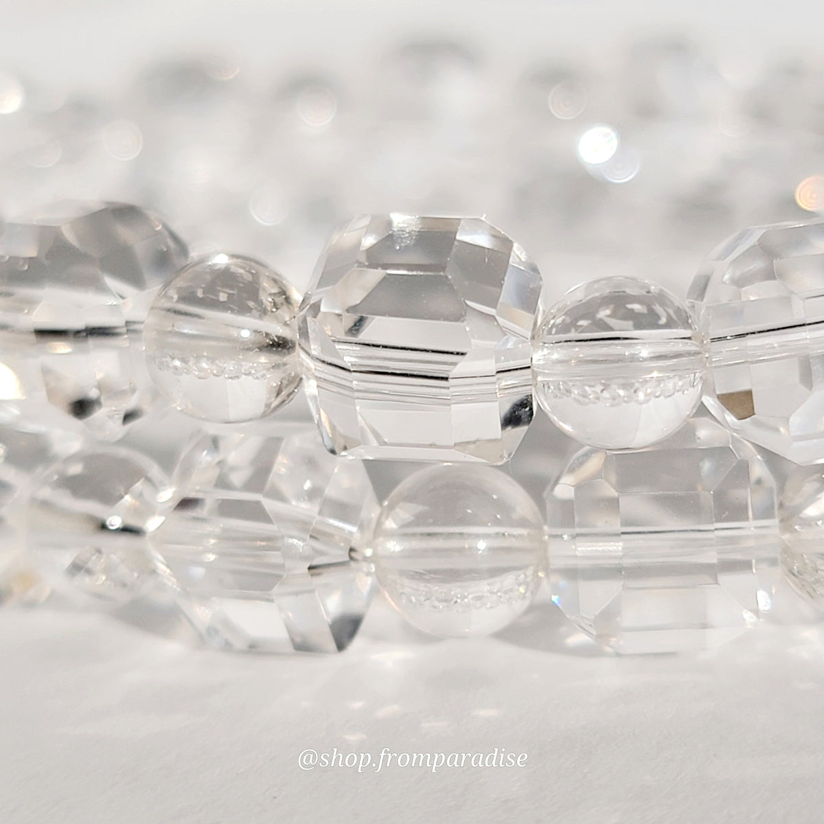 Clear Quartz Cube Crystal Stretch Bracelet