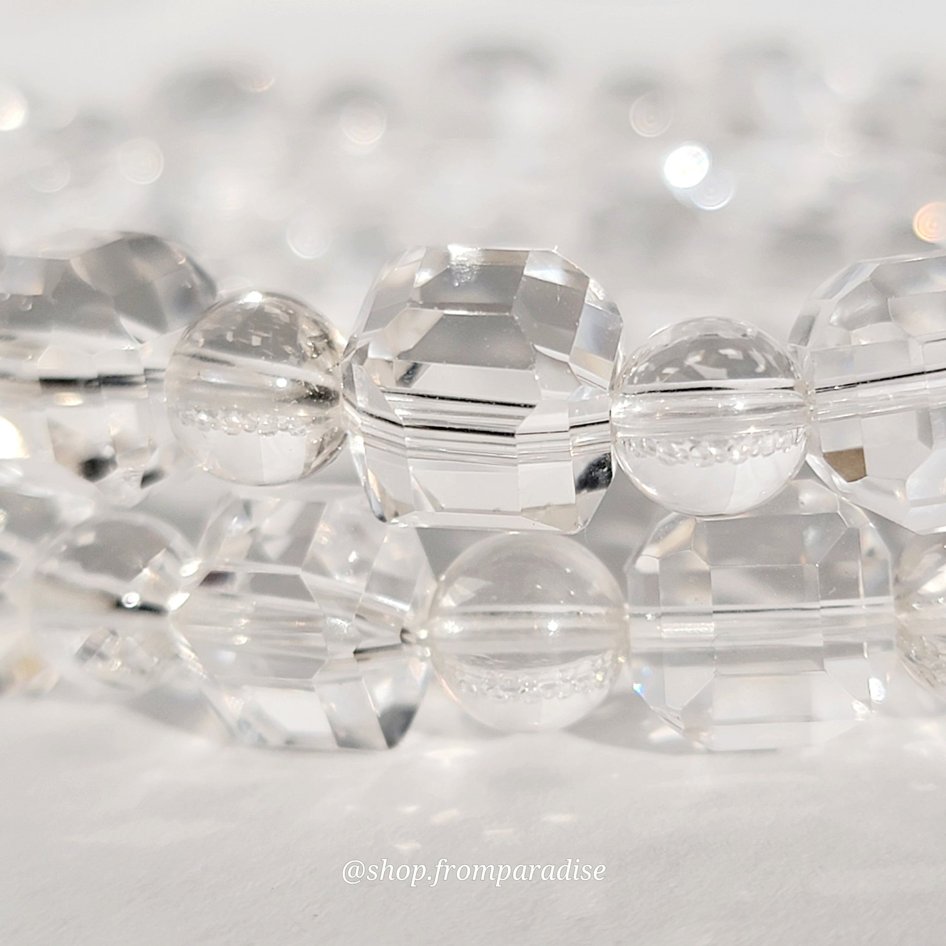 Clear Quartz Cube Crystal Stretch Bracelet