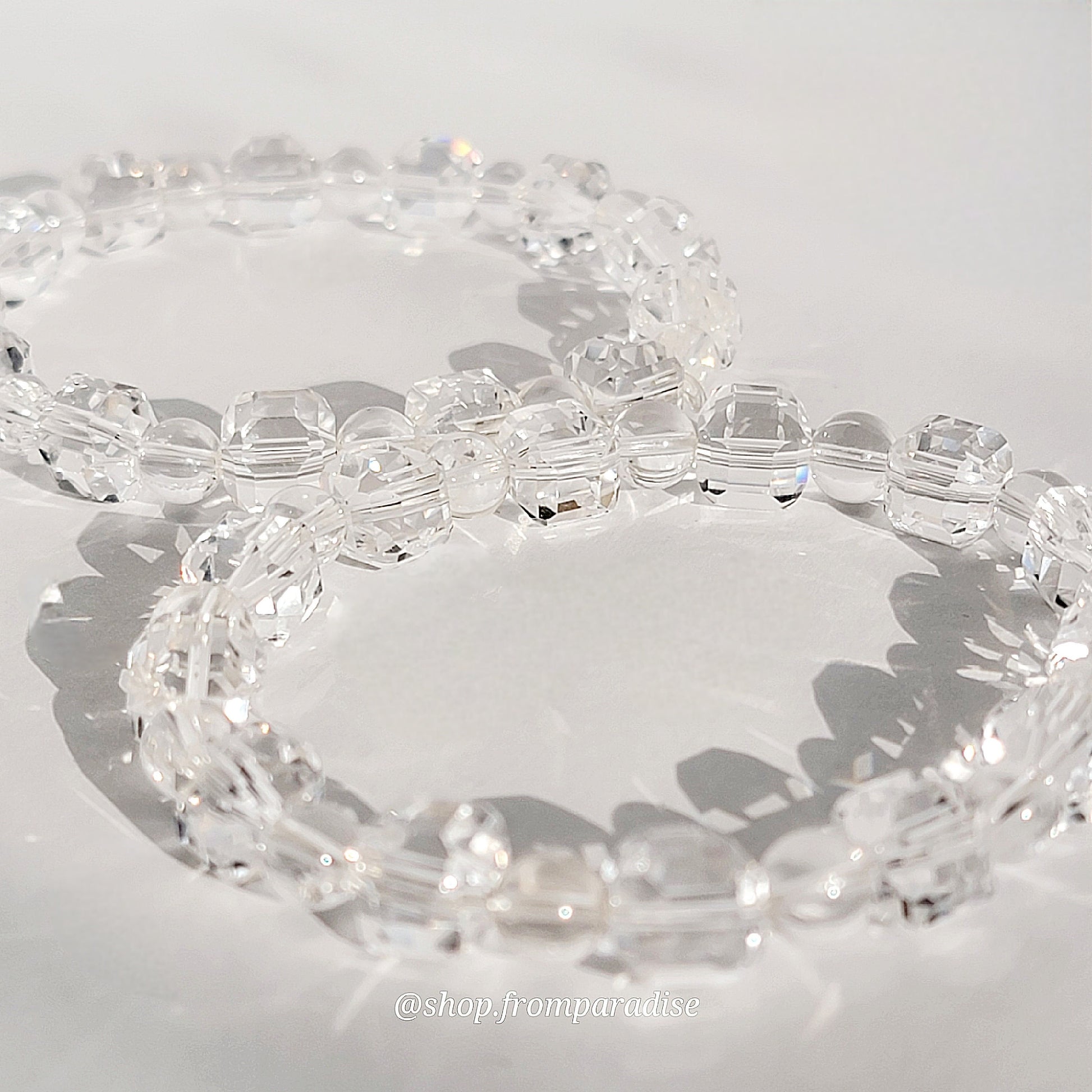 Clear Quartz Cube Crystal Stretch Bracelet