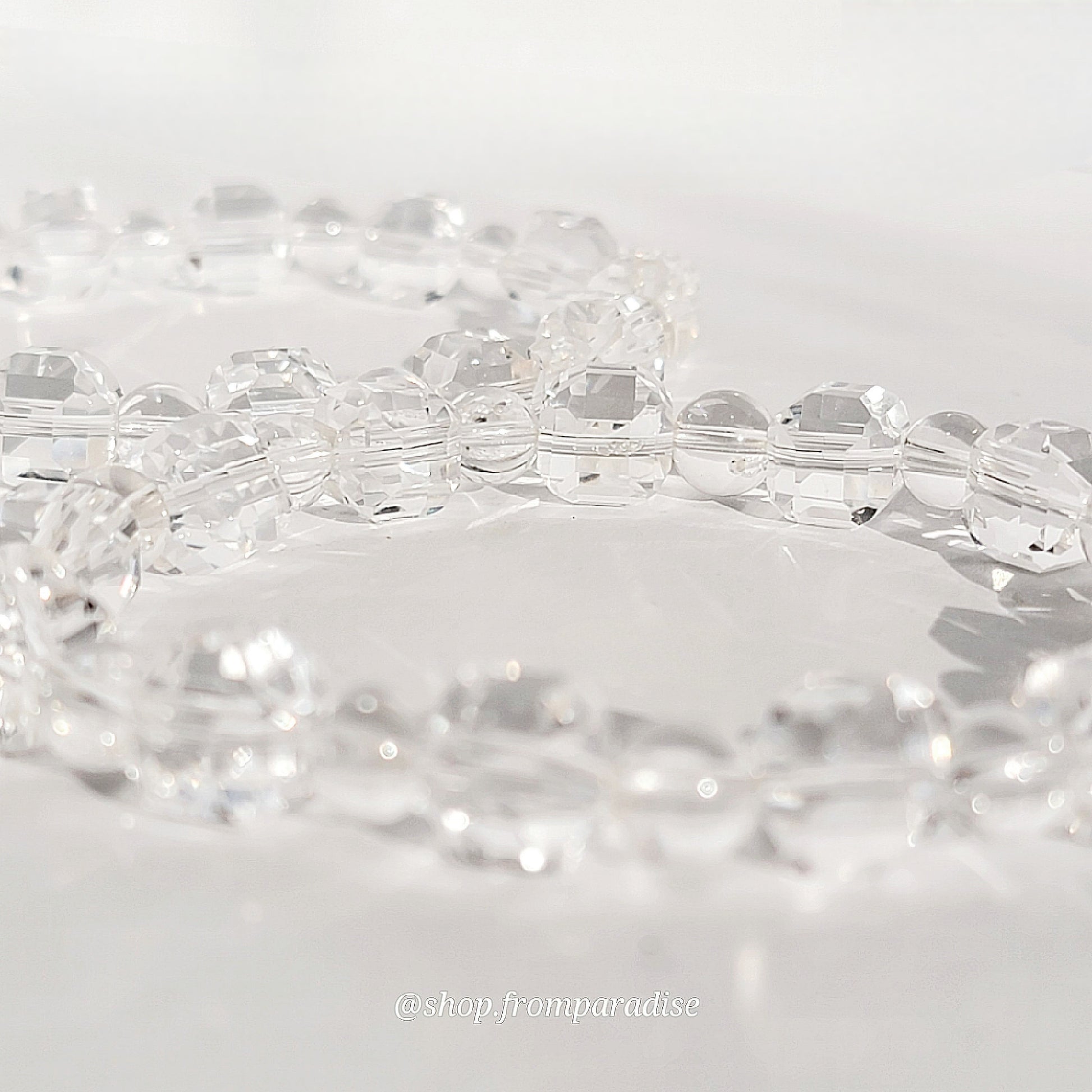 Clear Quartz Cube Crystal Stretch Bracelet