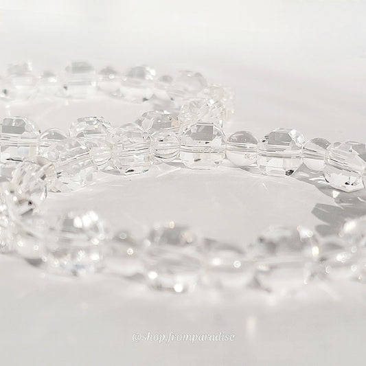 Clear Quartz Cube Crystal Stretch Bracelet