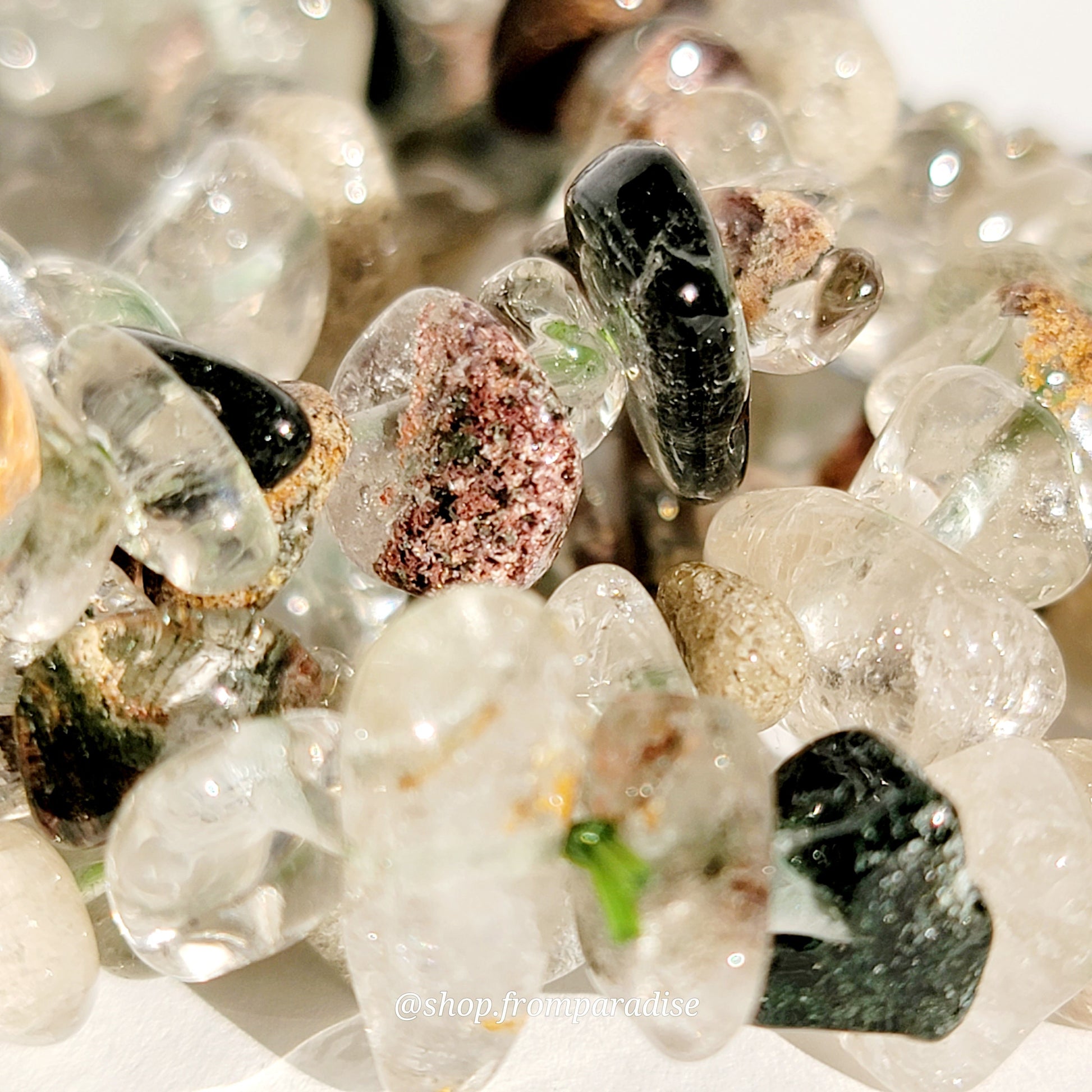 inclusion quartz crystal stretch bracelet