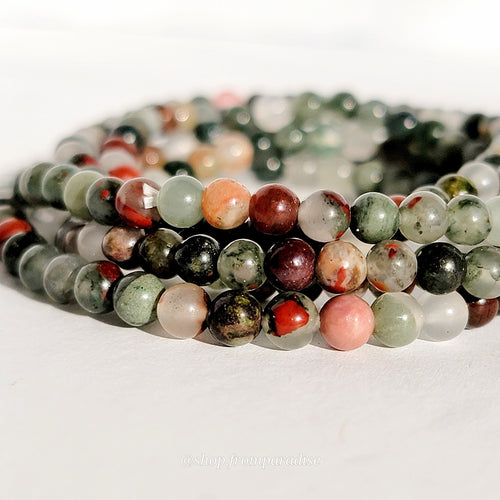 African Bloodstone Crystal Stretch Bracelet