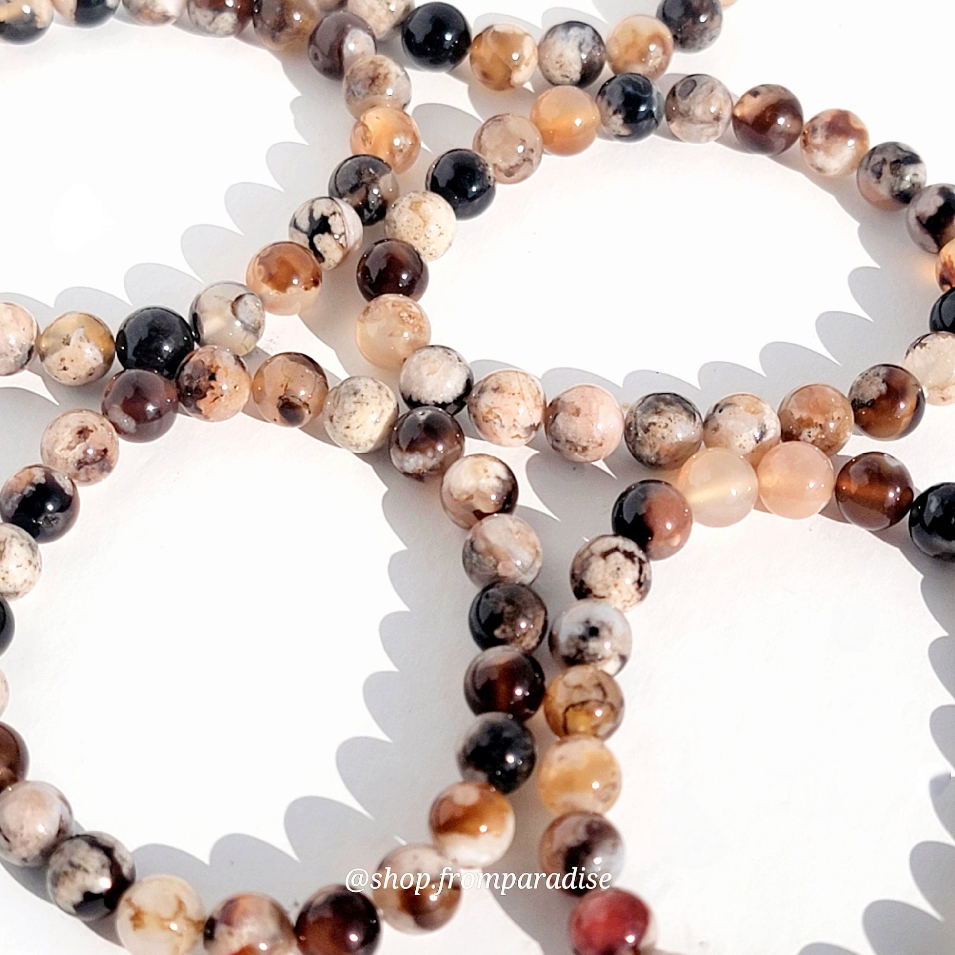 black flower agate jewelry accessory Black Flower Agate Crystal Stretch Gemstone Bracelet
