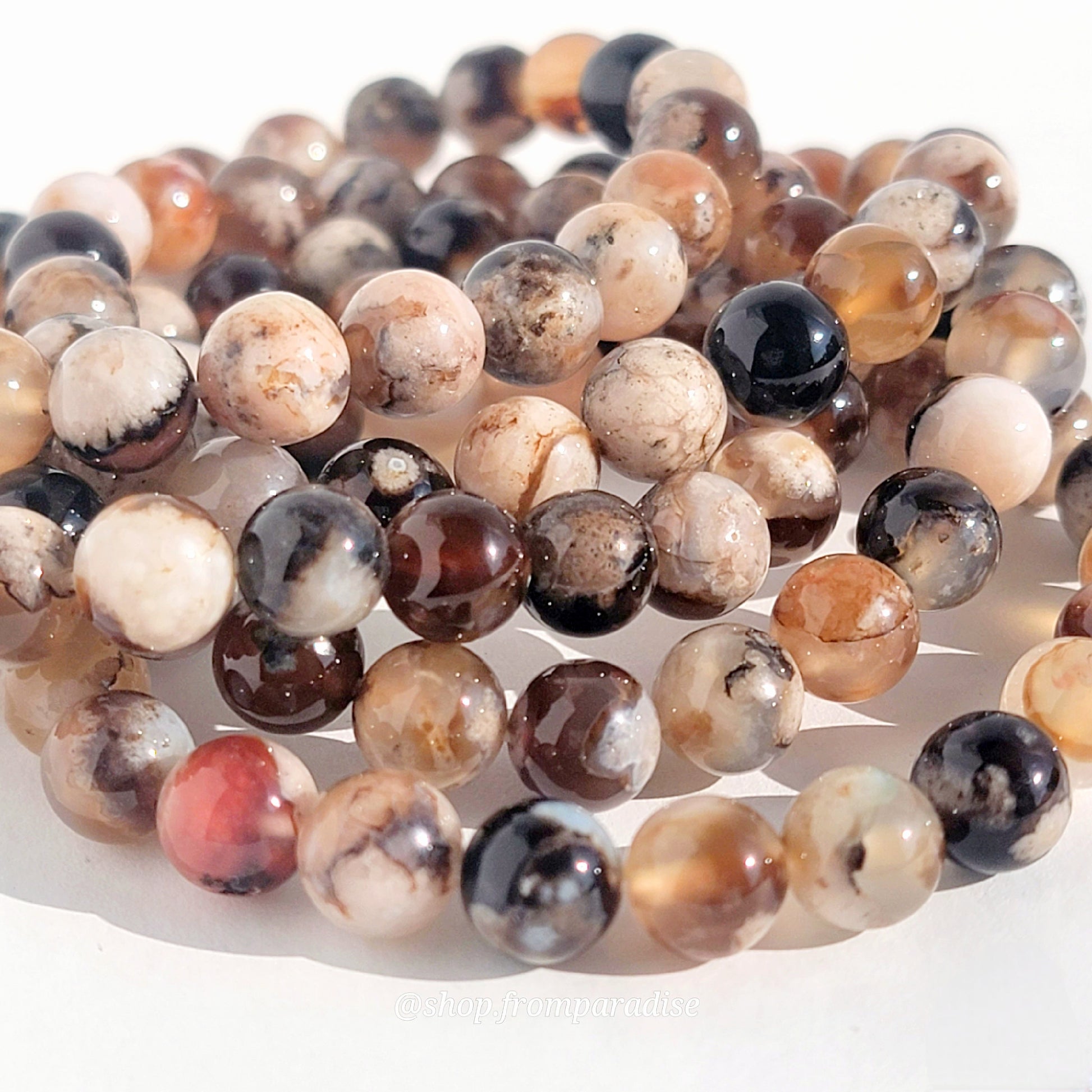 black flower agate crystal bracelet