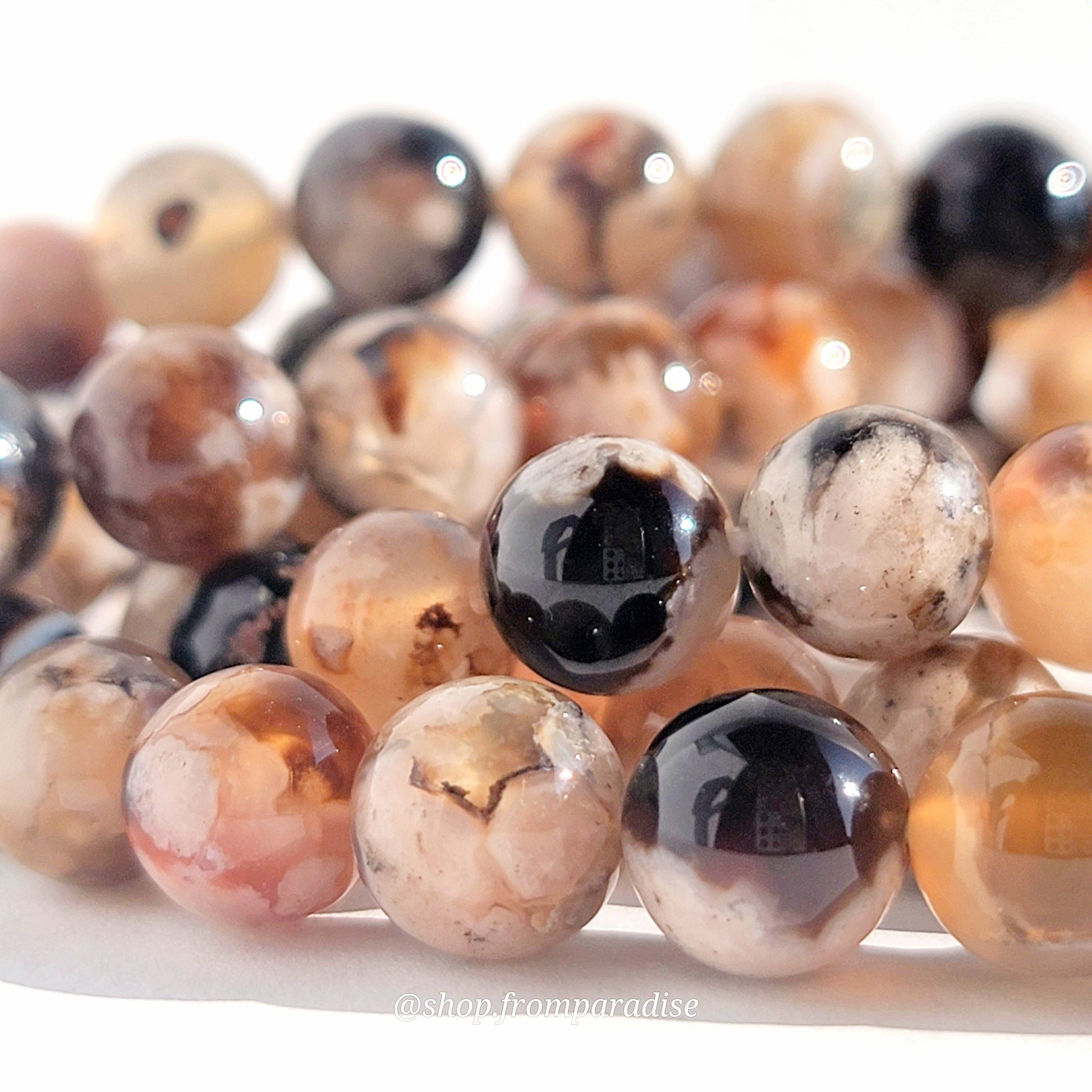 black flower agate gemstone bracelet