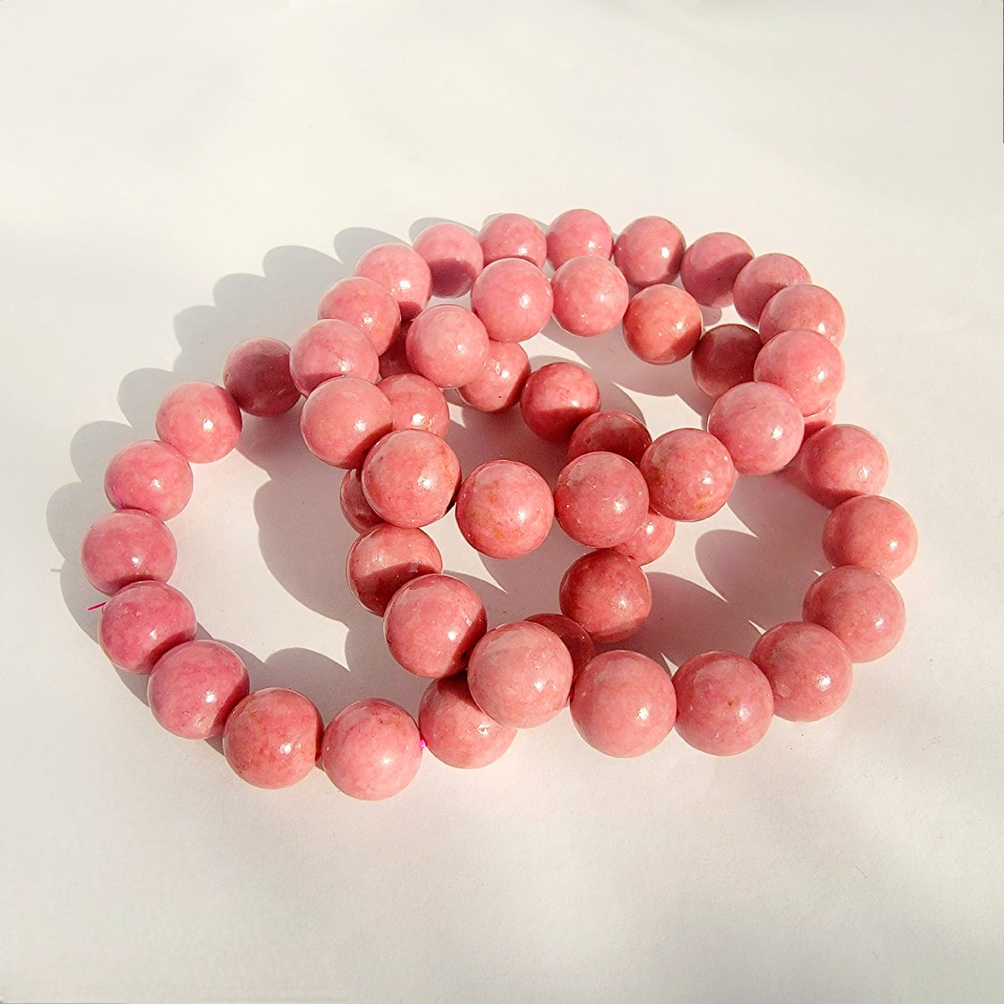 Pink rhodonite crystal stretch bracelet