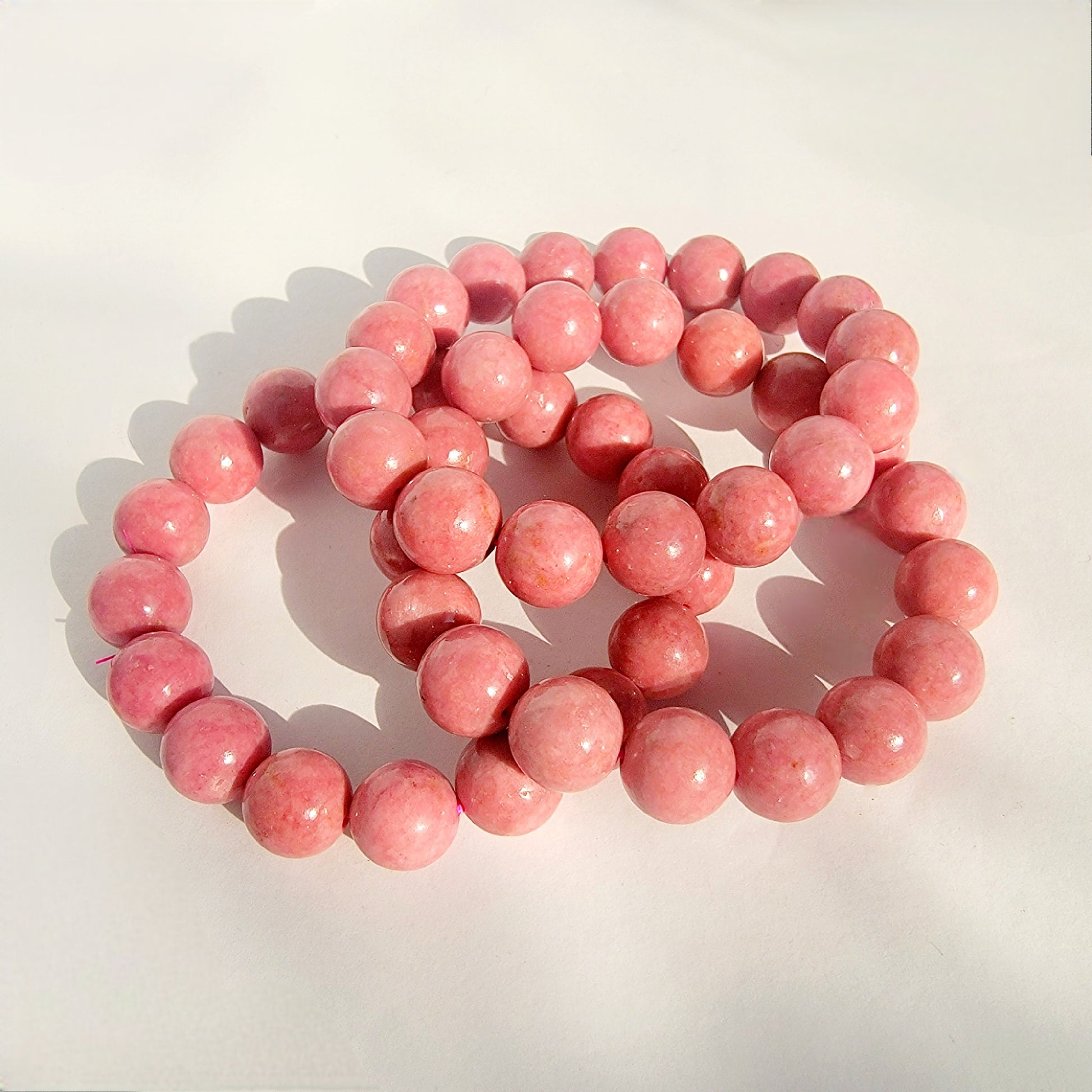 Pink rhodonite crystal stretch bracelet