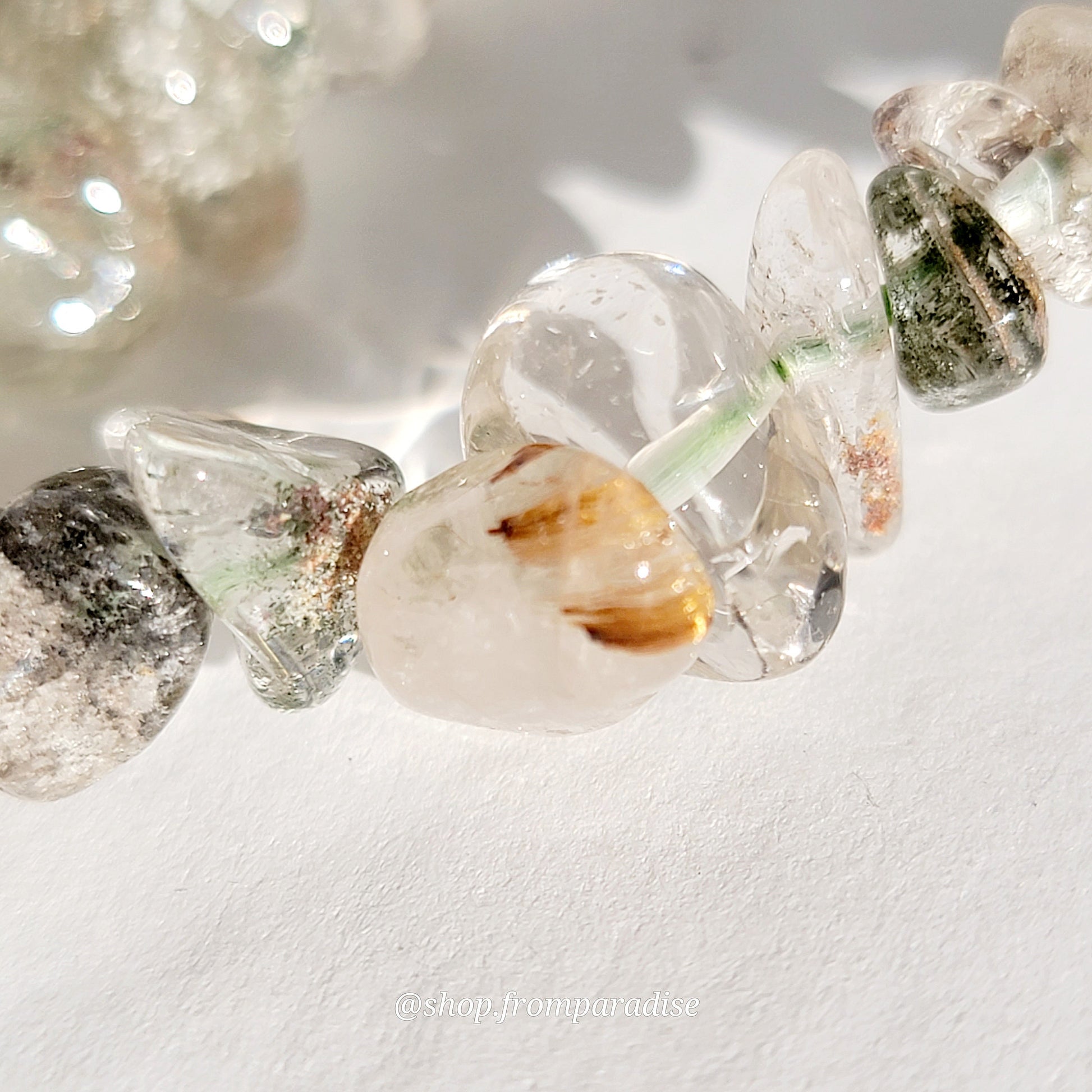Golden Rutile with garden quartz crystal
